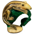 Vintage Gecko Lizard On Leaf Tagua Carving