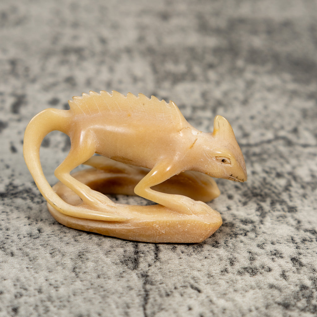 Vintage Natural White Jesus Lizard Tagua Carving
