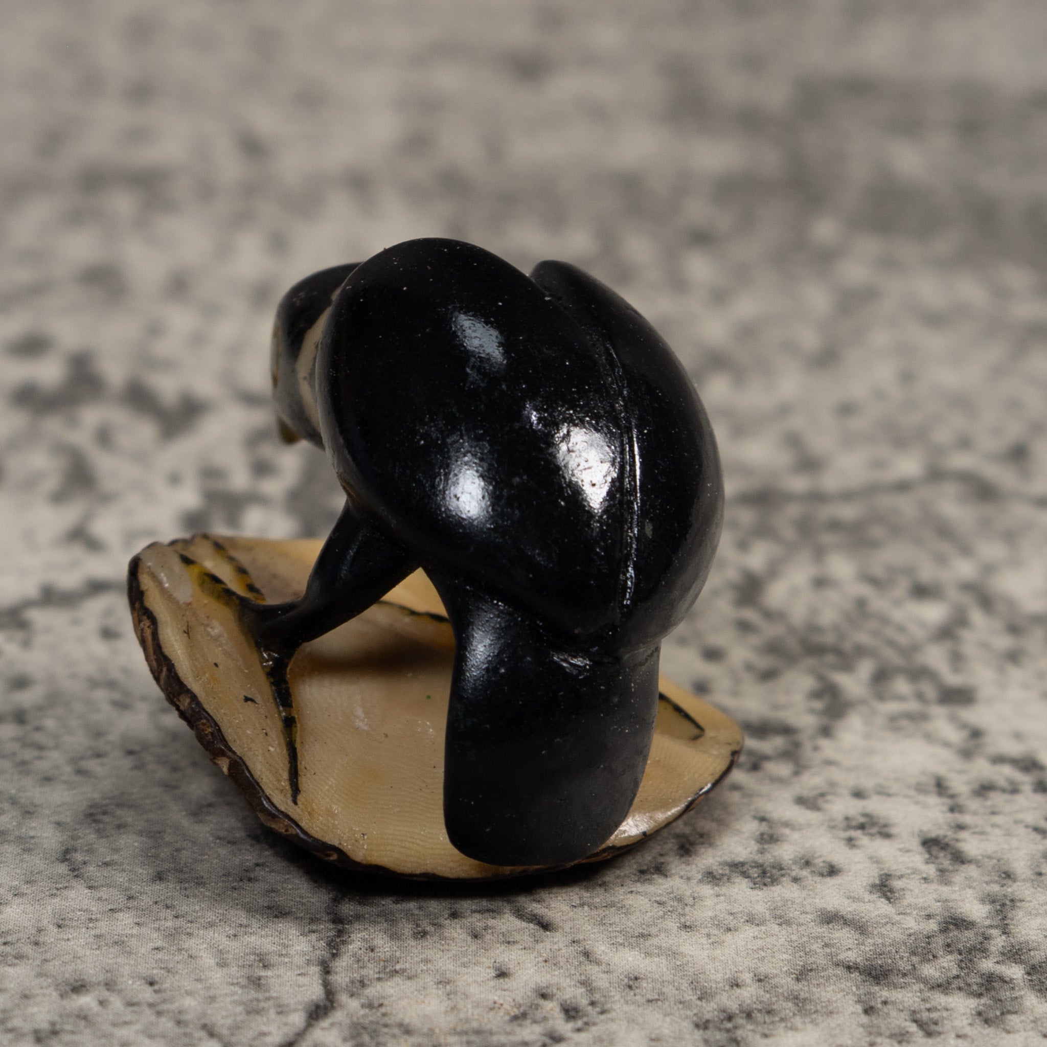 Vintage Black And White Rainforest Bird Tagua Carving