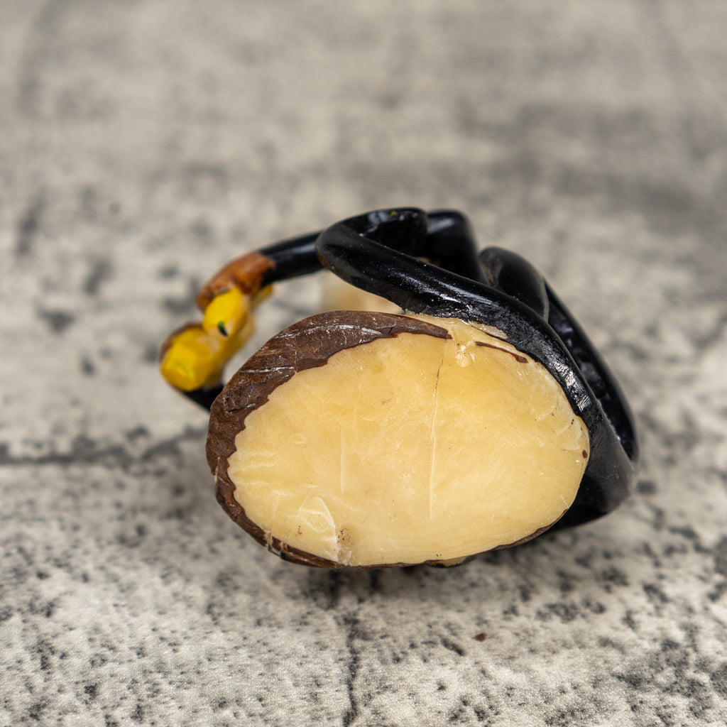 White Face Monkey With Infant And Banana Tagua Carving