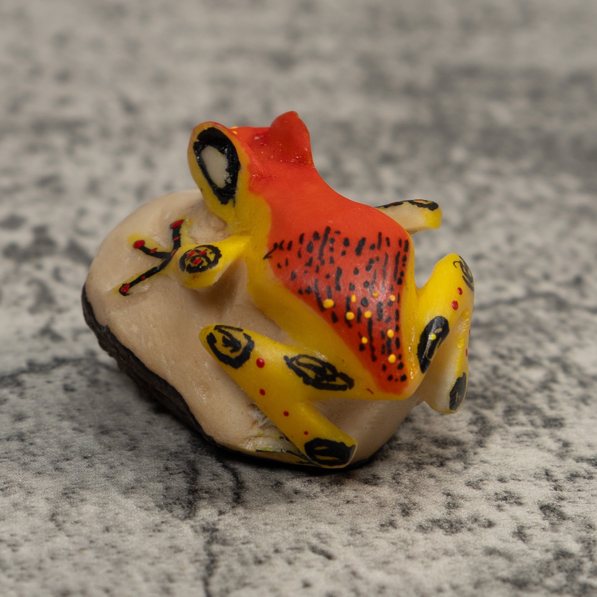 Vintage Red And Yellow Poison Dart Frog Tagua Carving