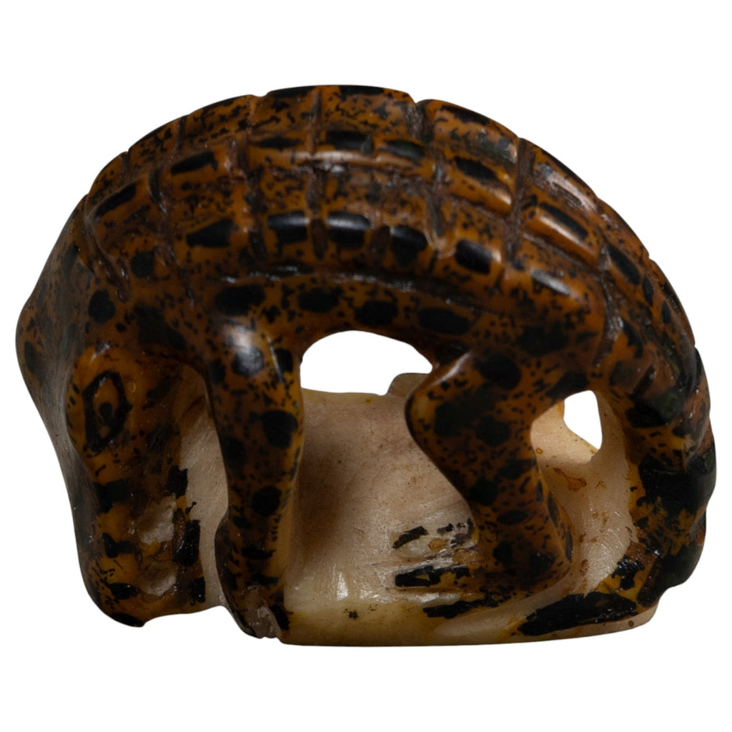 Vintage Brown Alligator Crocodile Tagua Carving
