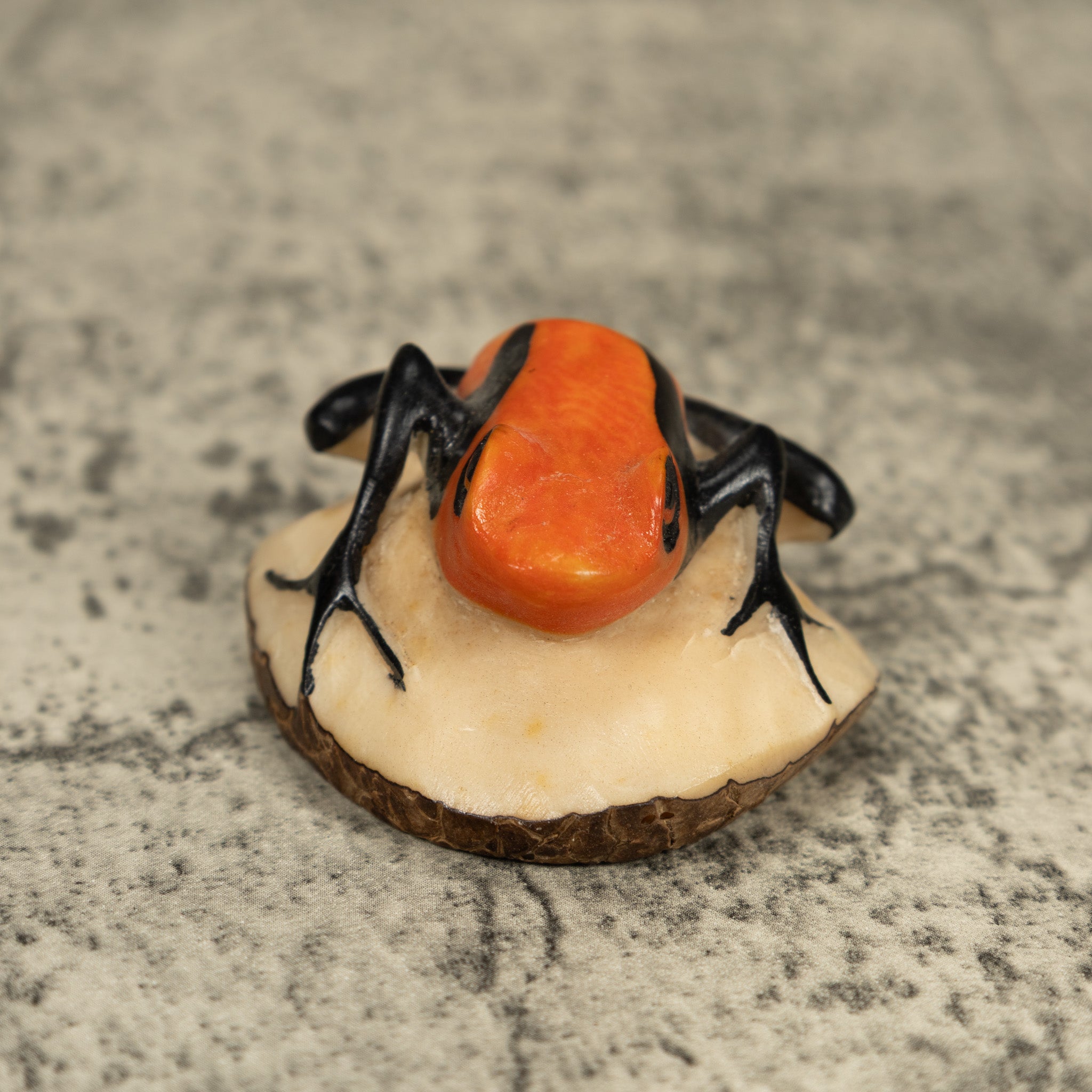 Vintage Orange And Black Poison Dart Frog Tagua Carving