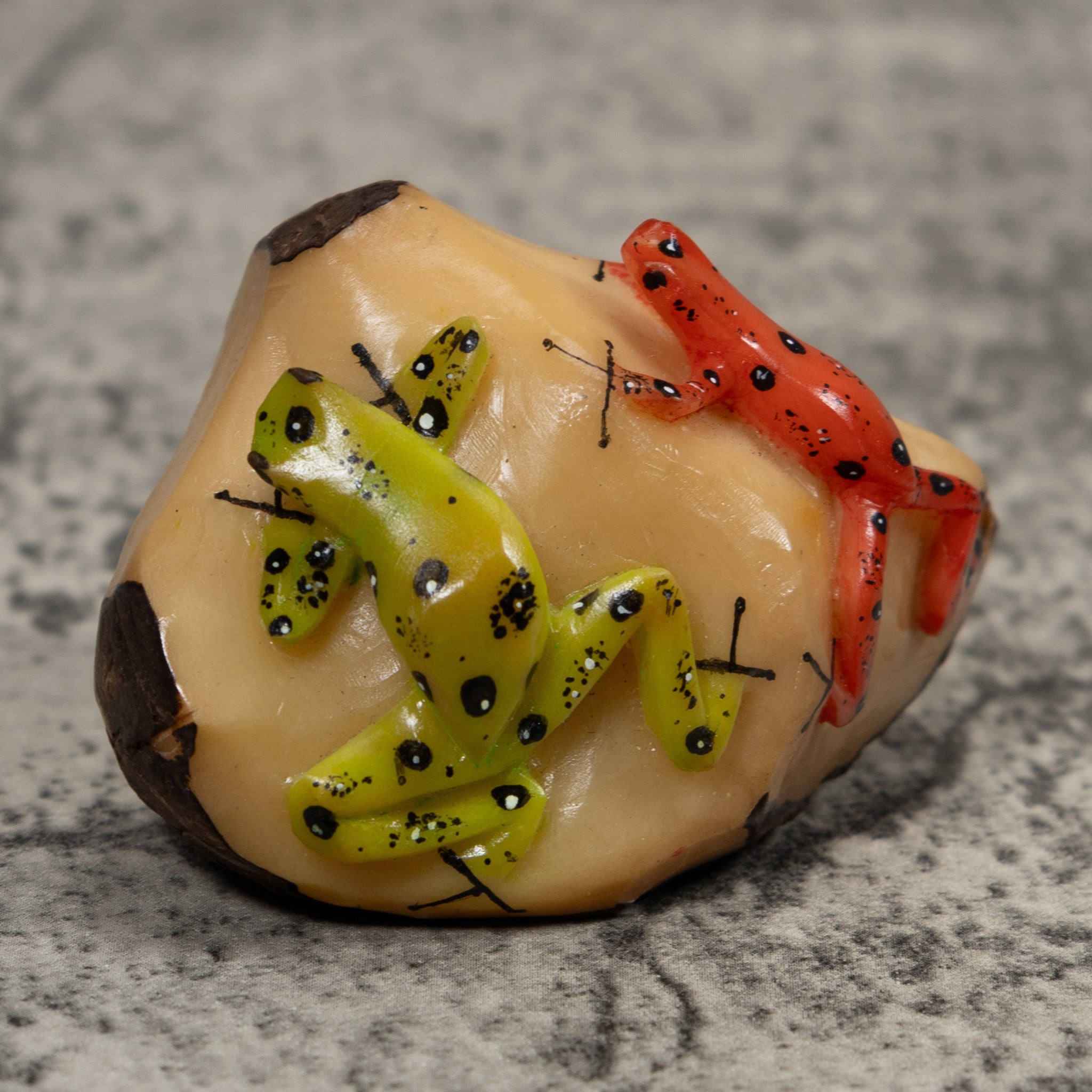 3 Poison Dart Frog Tagua Carving
