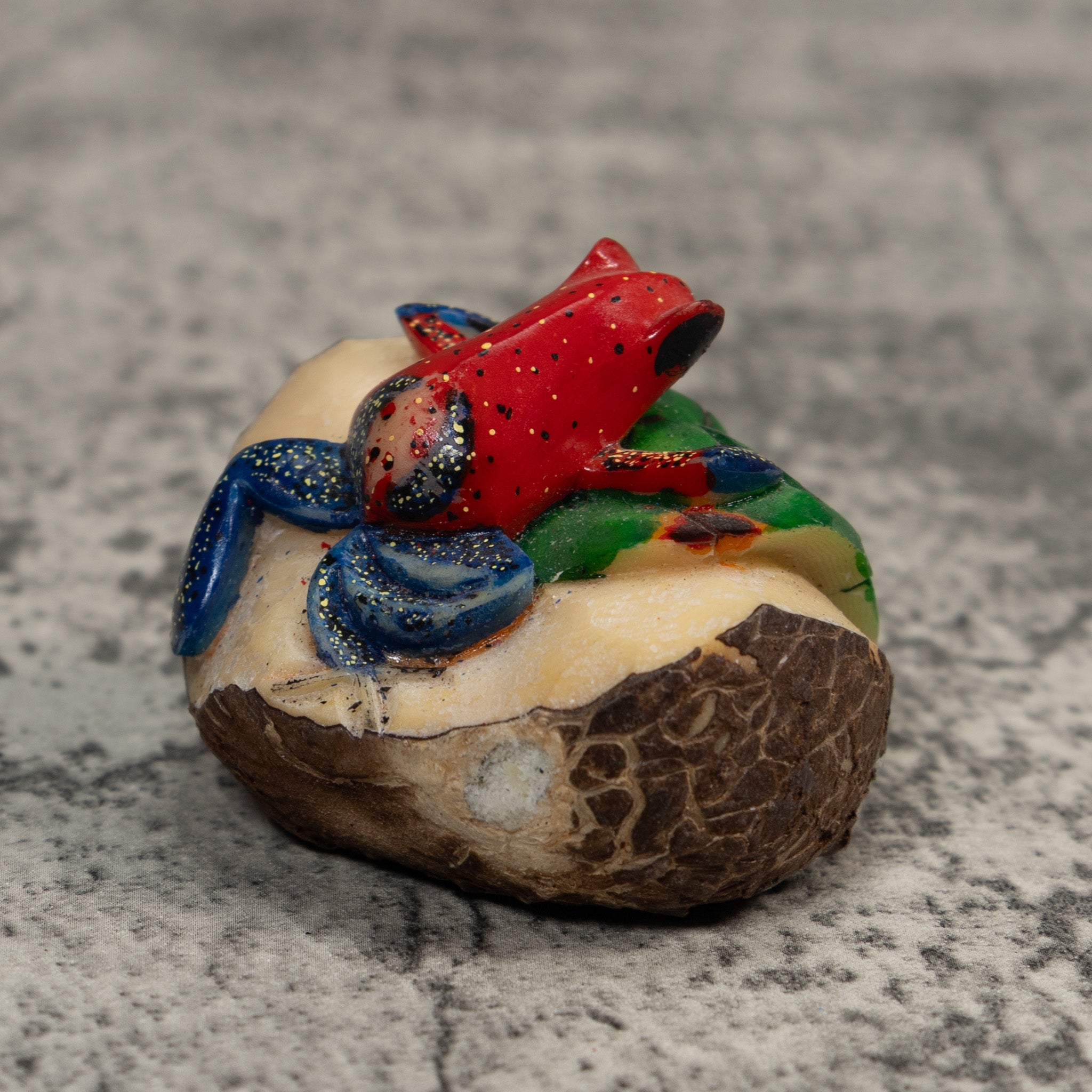 Red And Blue Poison Dart Frog Tagua Carving