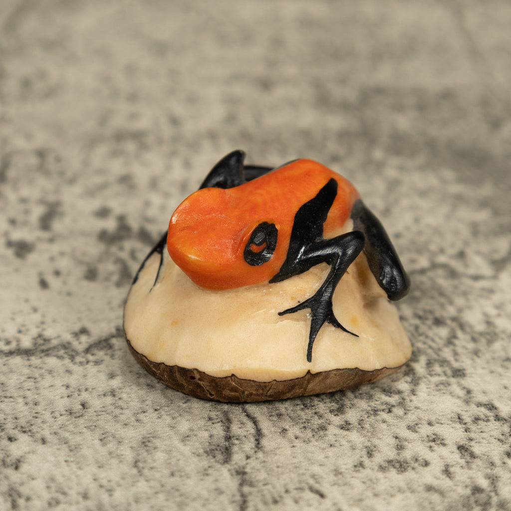 Vintage Orange And Black Poison Dart Frog Tagua Carving