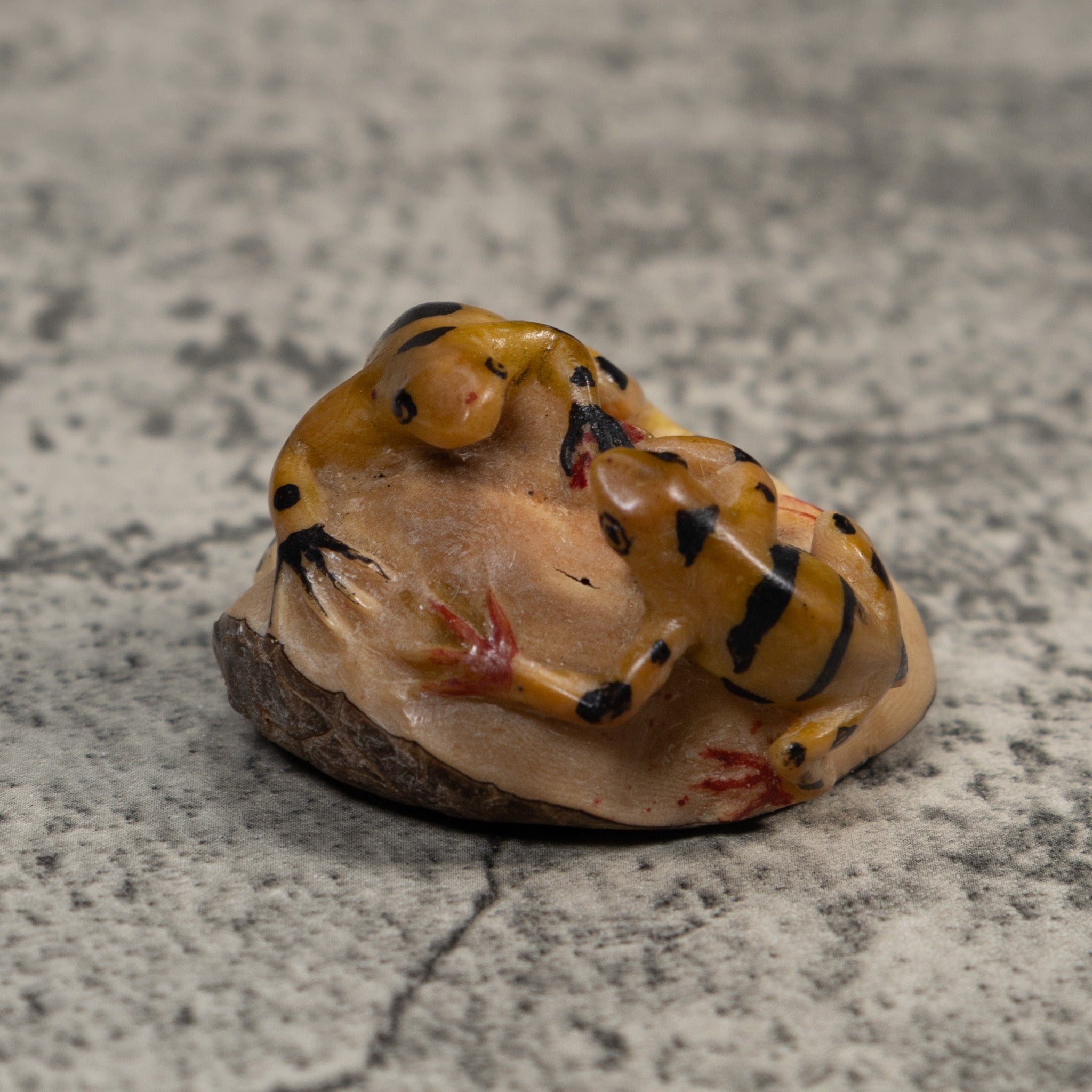 Double Gold And Black Poison Dart Frog Tagua Carving