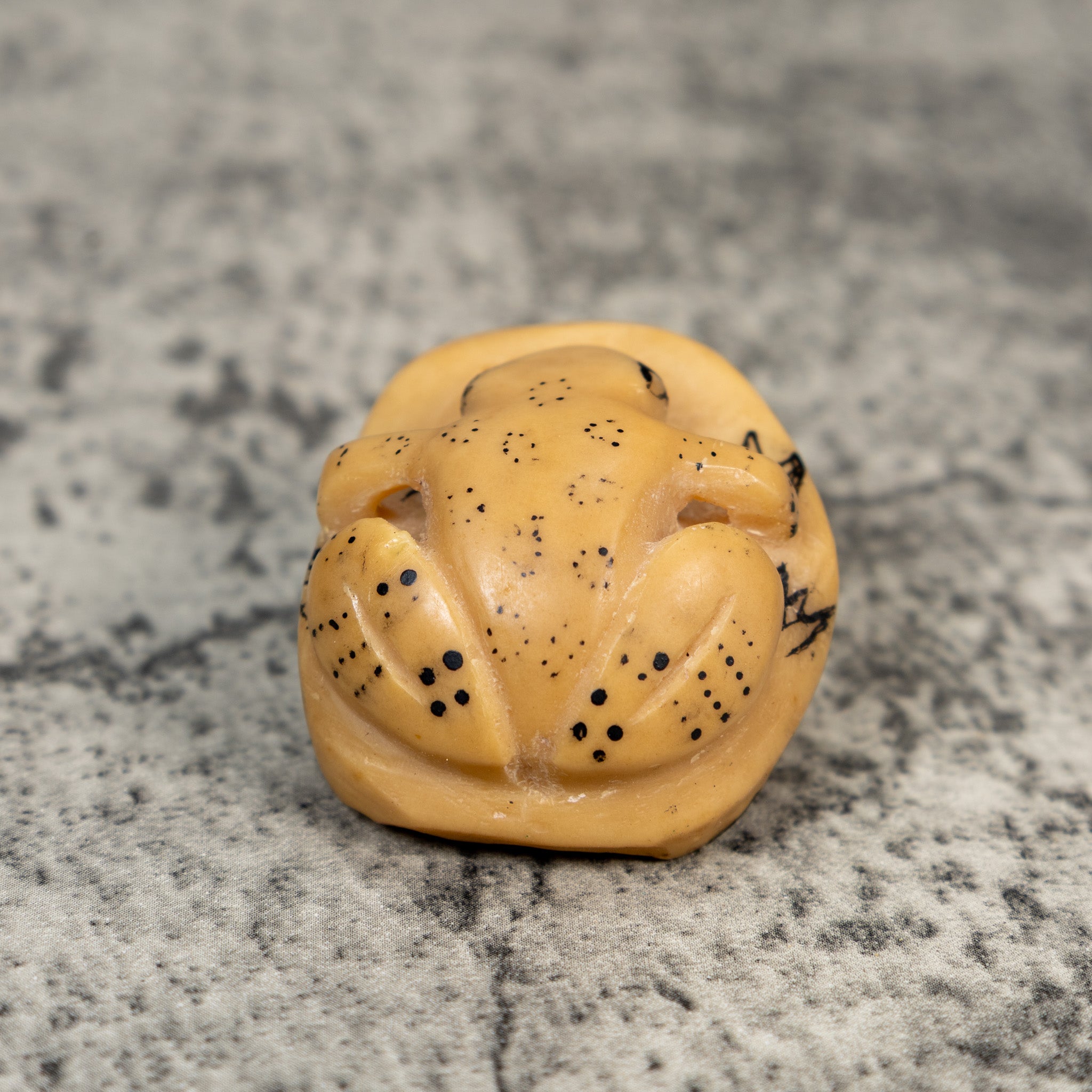 Vintage Primative Natural White Frog Tagua Carving