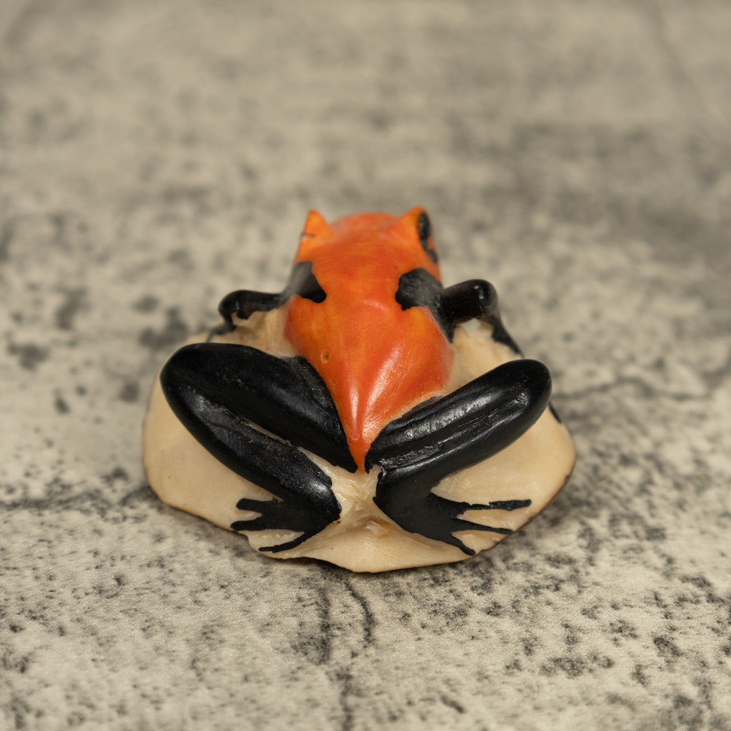 Vintage Orange And Black Poison Dart Frog Tagua Carving