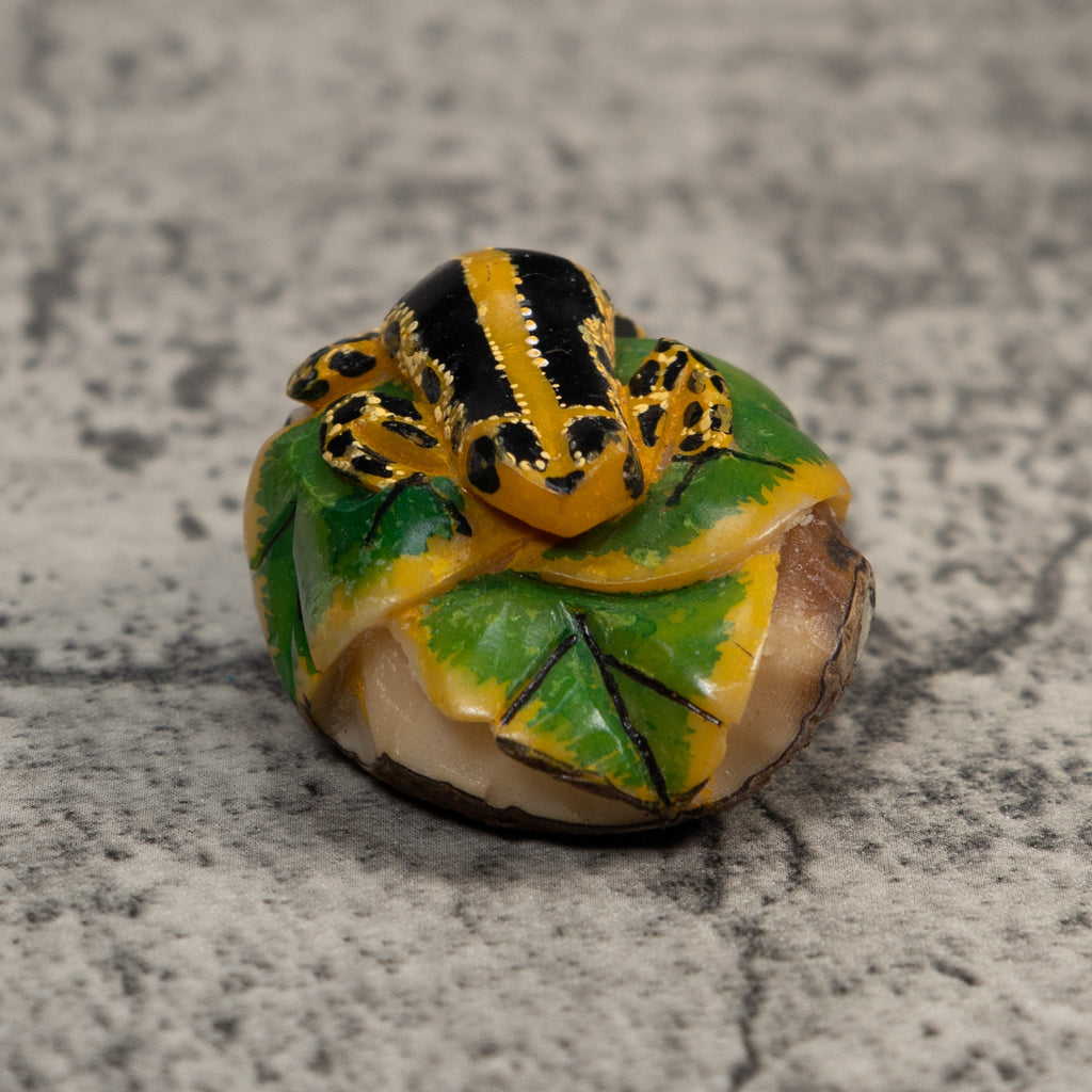 Black Green And Yellow Poison Dart Frog Tagua Carving