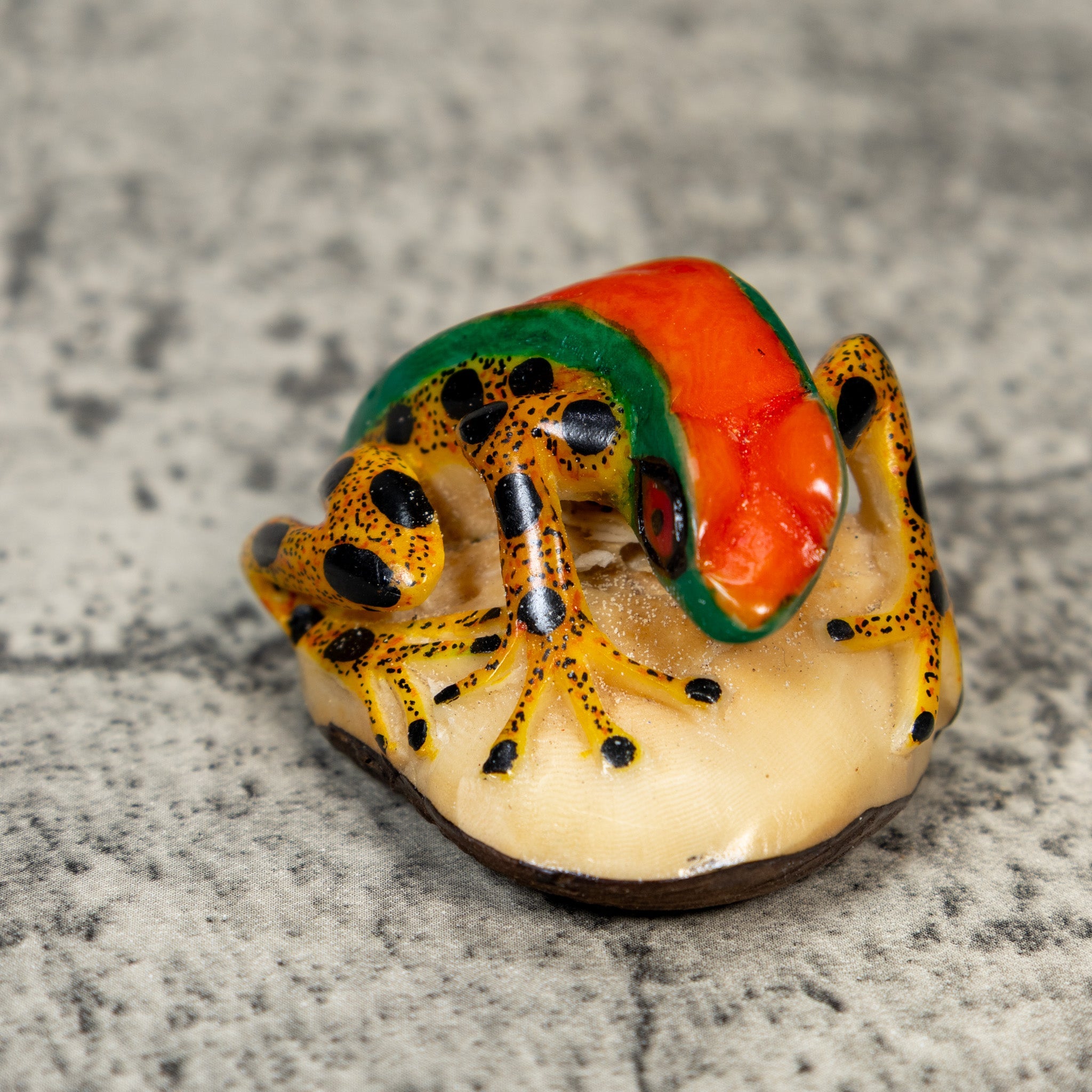 Gold And Black Red Green Poison Dart Frog Tagua Carving