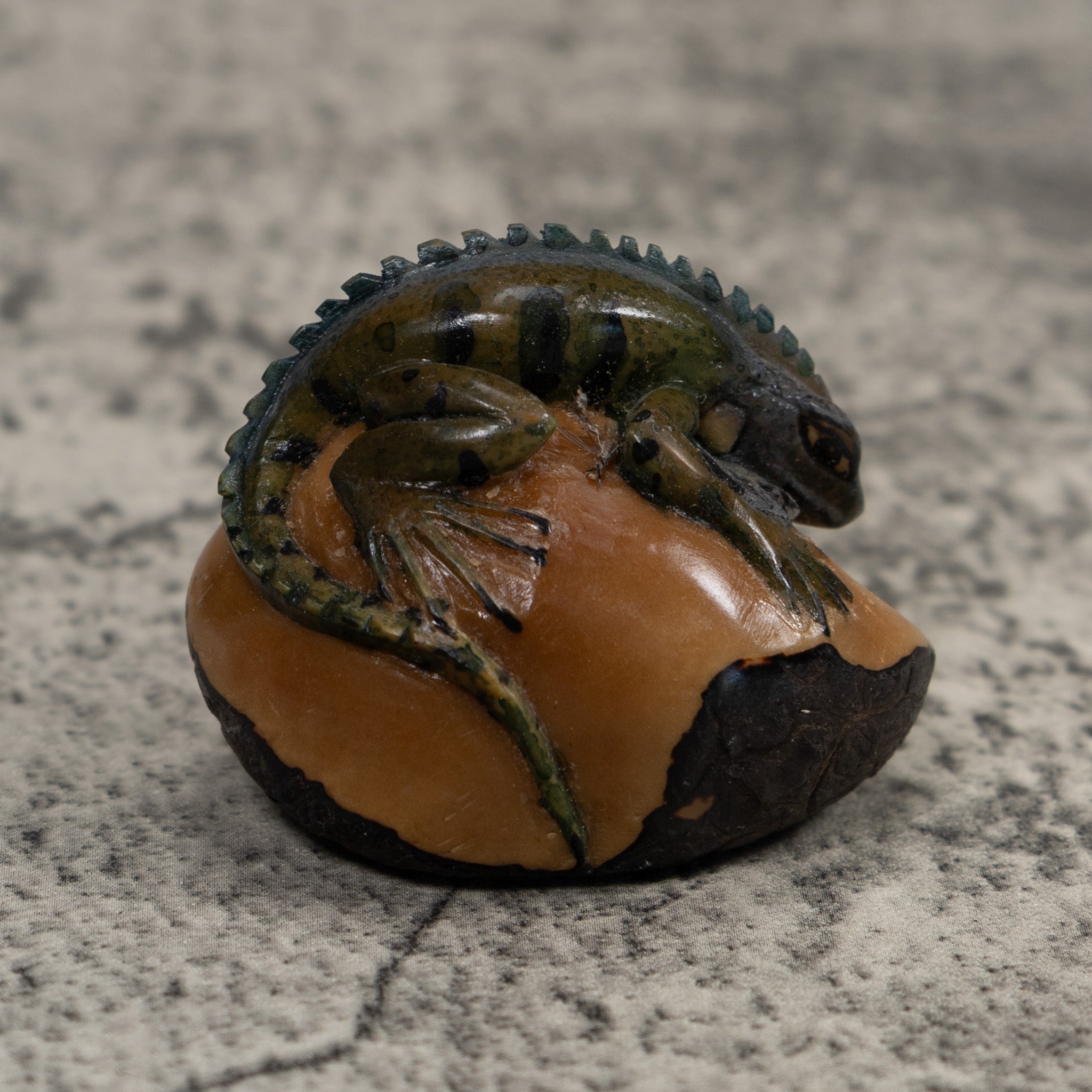 Vintage Iguana Lizard Reptile Tagua Carving