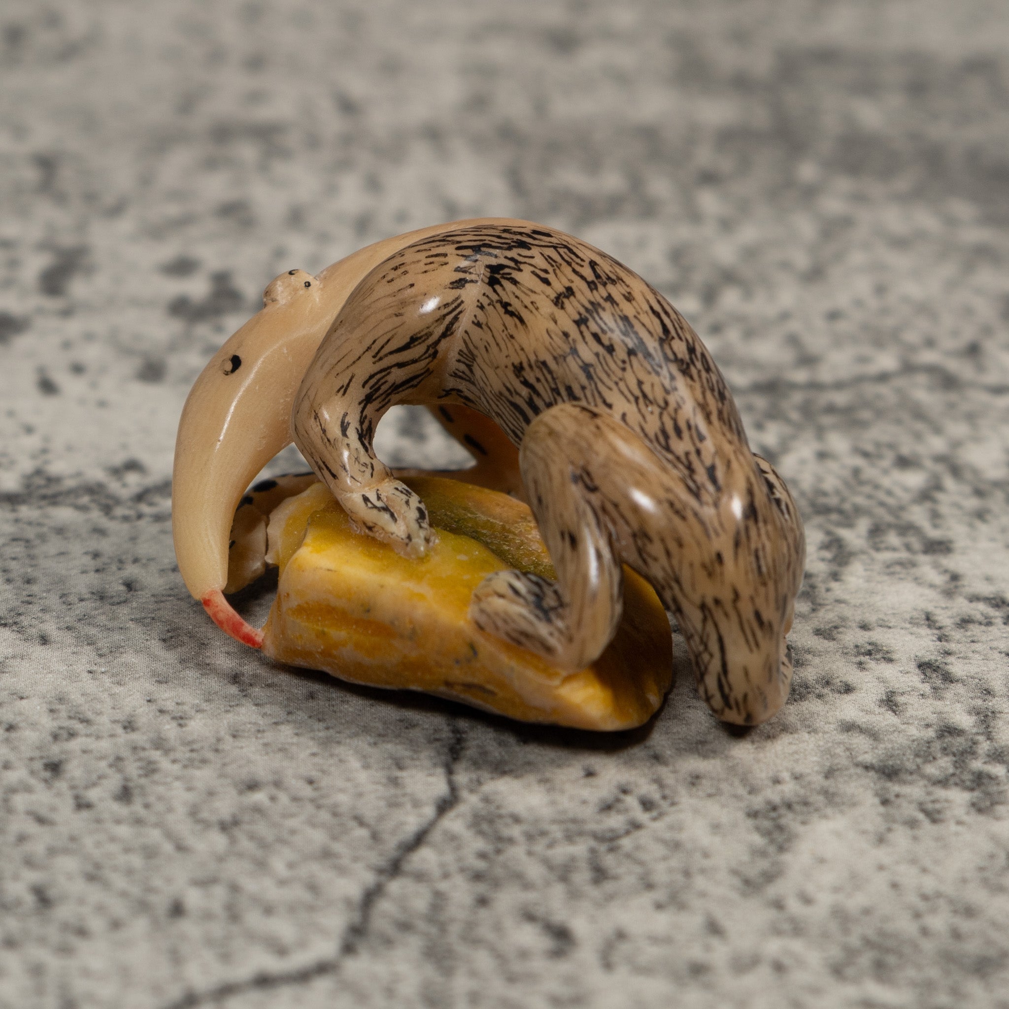 Vintage White And Black Anteater Tagua Carving