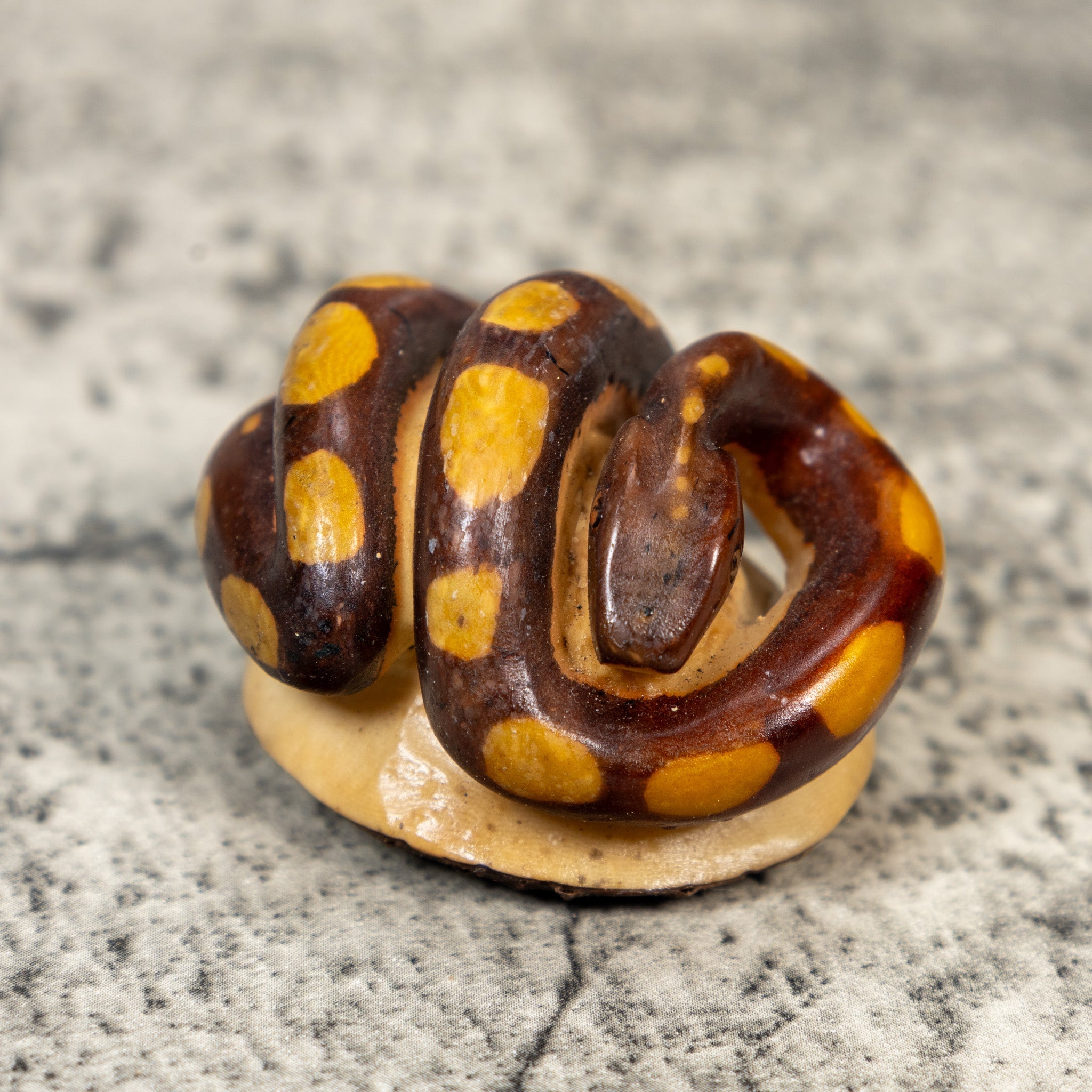 Vintage Brown And Yellow Snake Tagua Carving