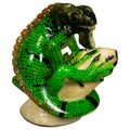 Green Iguana Lizard On Pedestal Tagua Carving