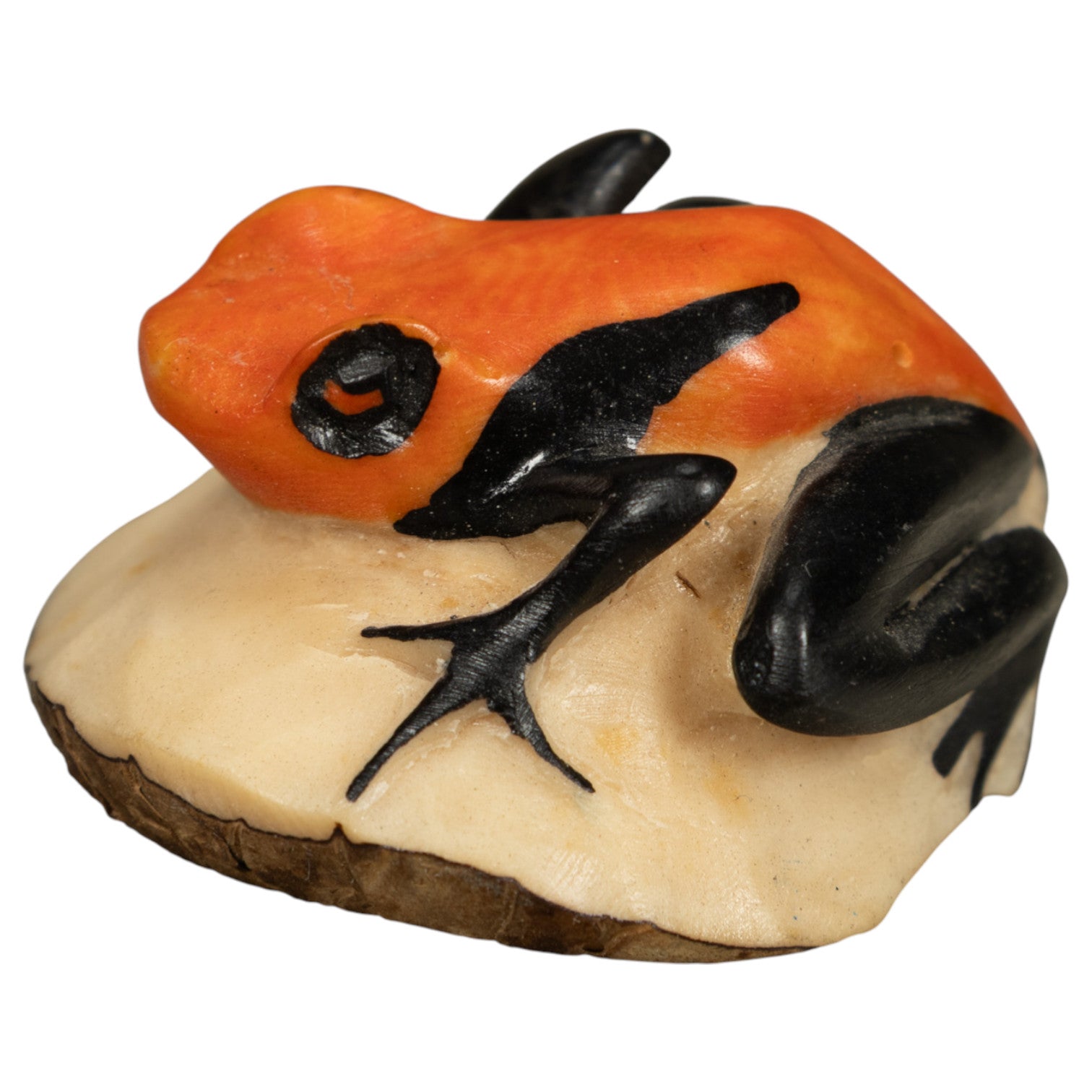 Vintage Orange And Black Poison Dart Frog Tagua Carving
