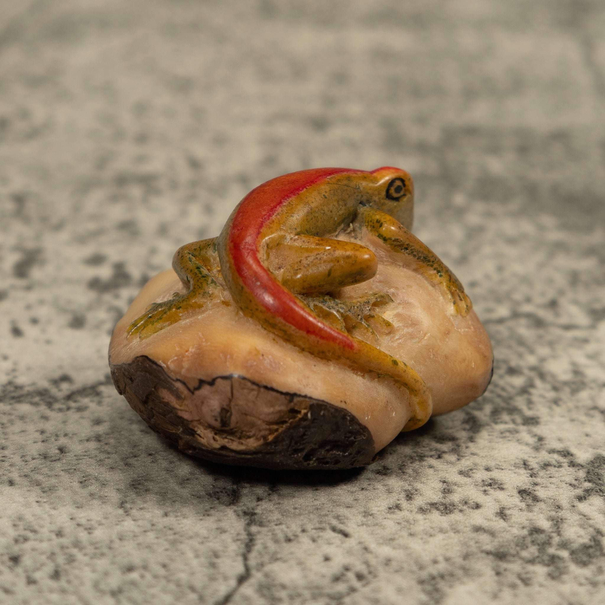 Red Stripped gecko Tagua Carving