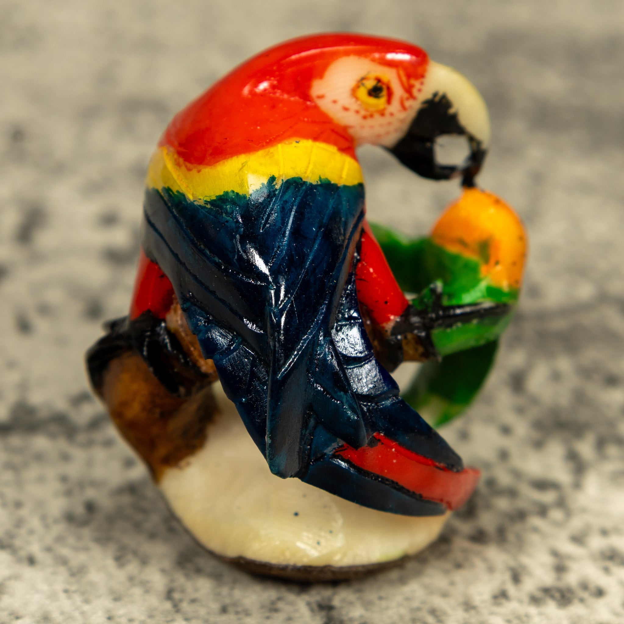 Red Yellow And Blue Macaw Parrot Bird Tagua Carving
