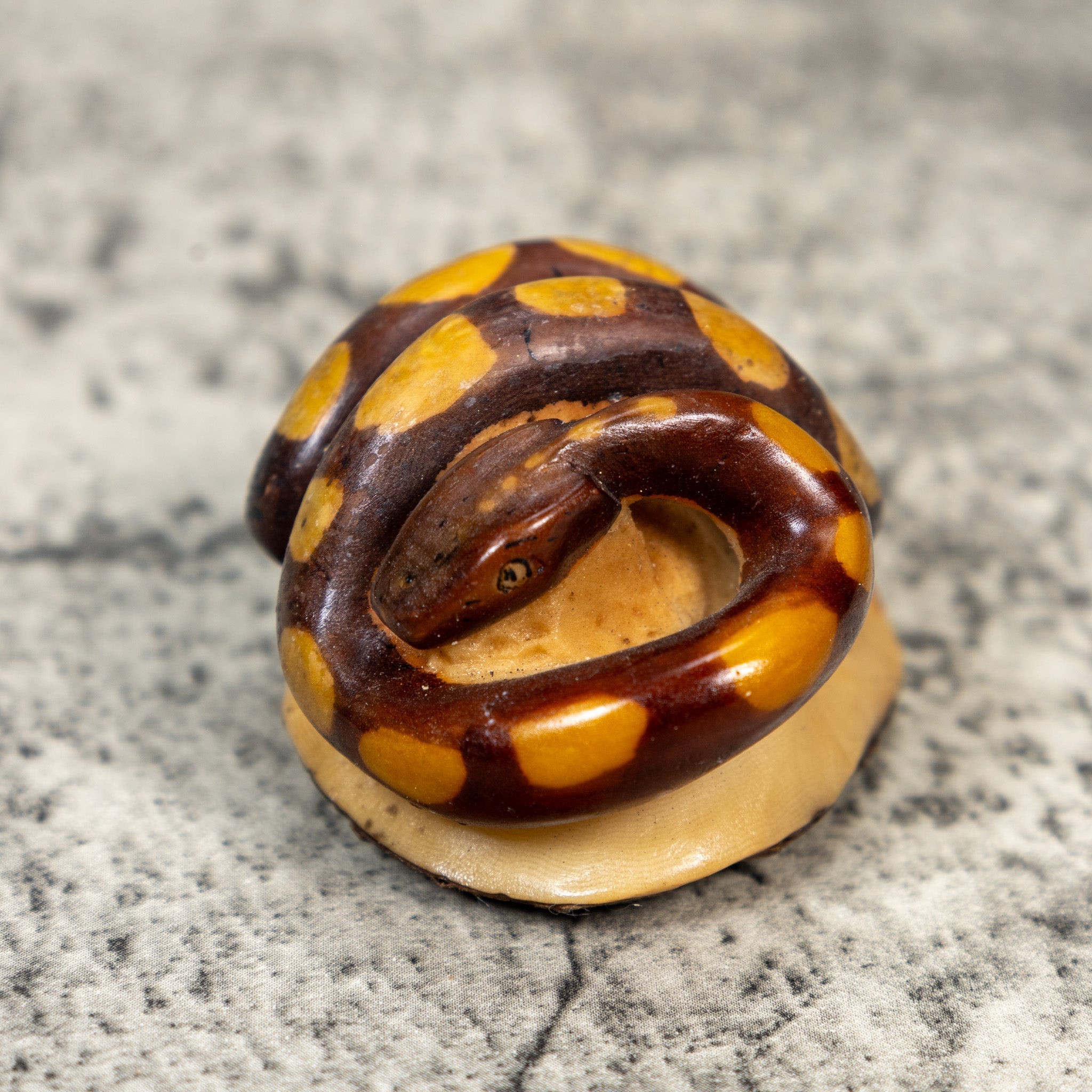 Vintage Brown And Yellow Snake Tagua Carving