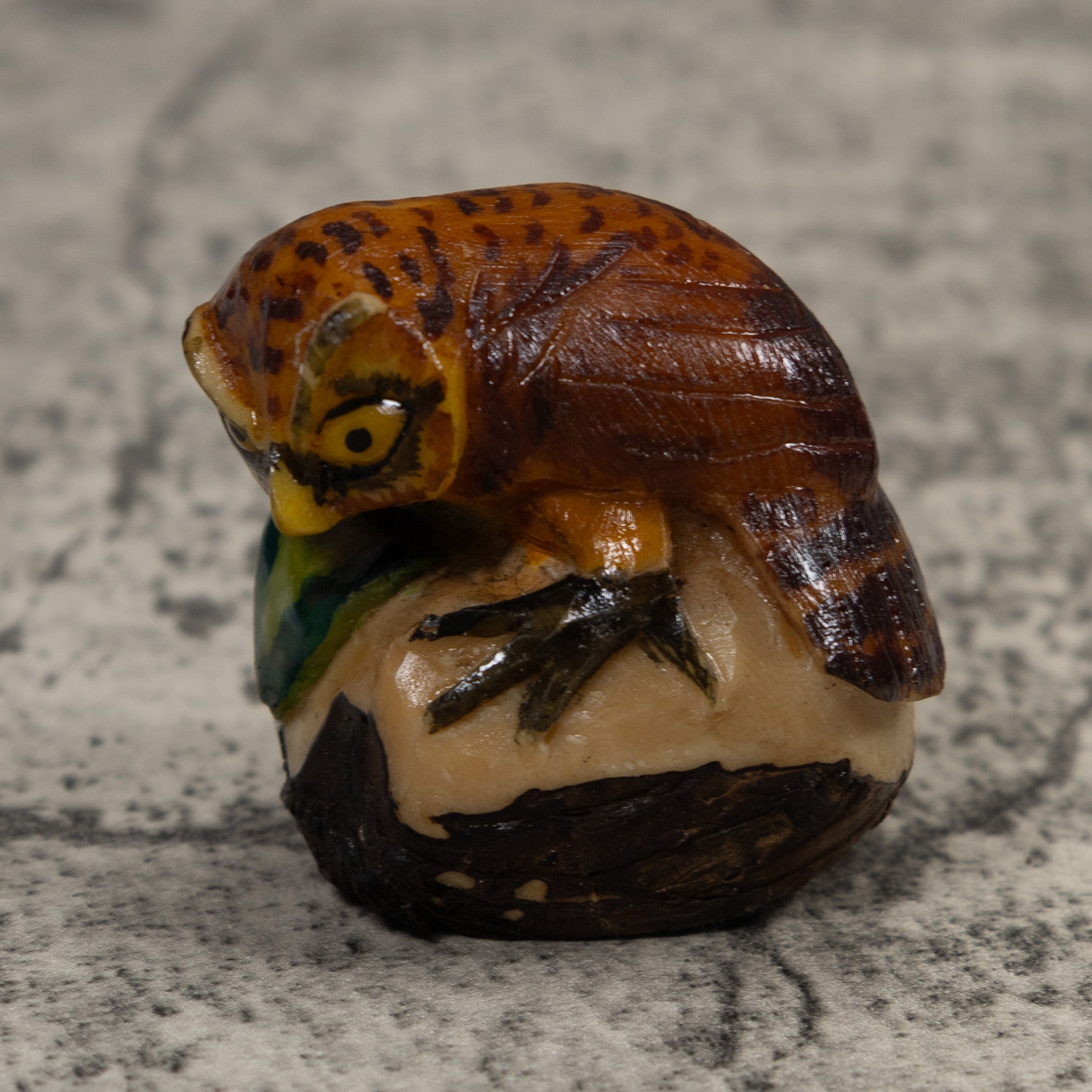 Vintage Owl Bird Tagua Carving