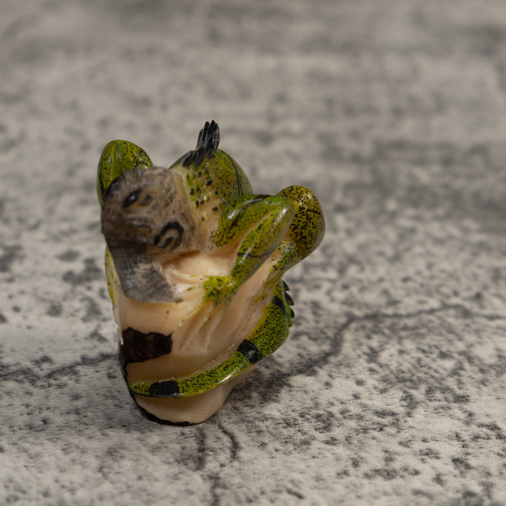 Green And Black Iguana Lizard Tagua Carving