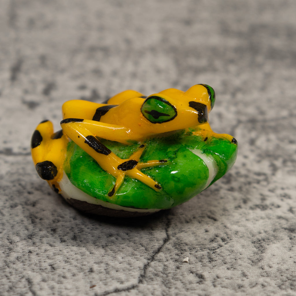 Black And Gold Poison Dart Frog Tagua Carving