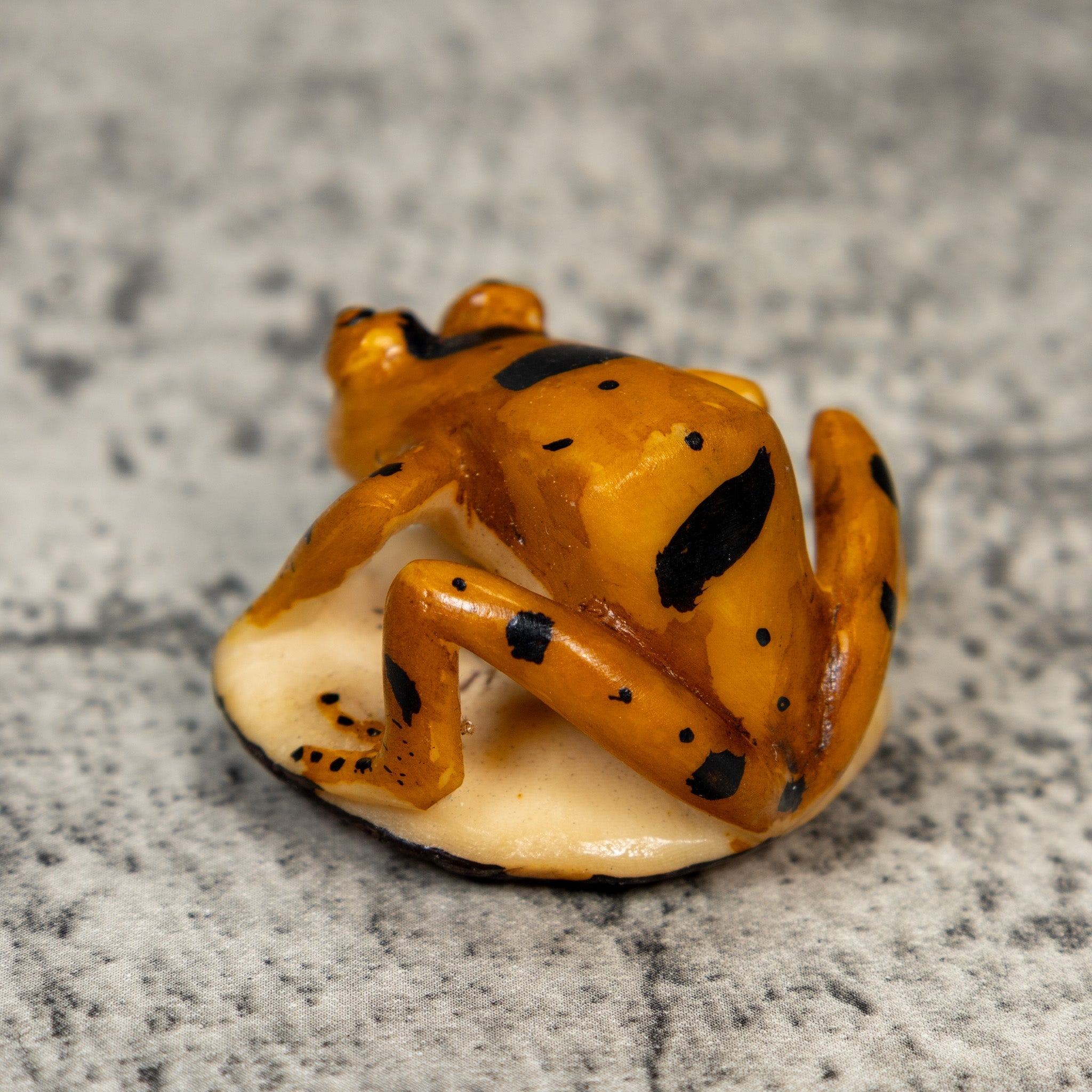 Vintage Gold And Black Frog Tagua Carving
