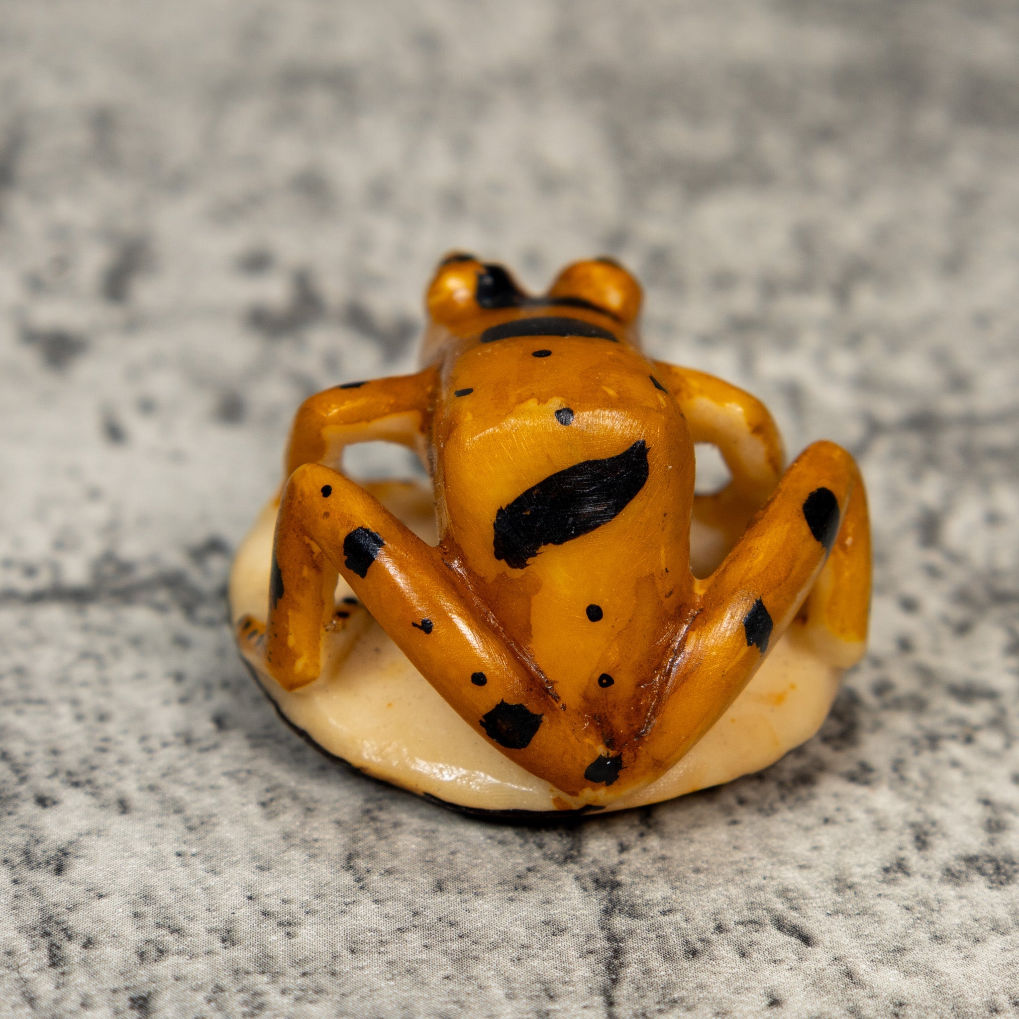 Vintage Gold And Black Frog Tagua Carving