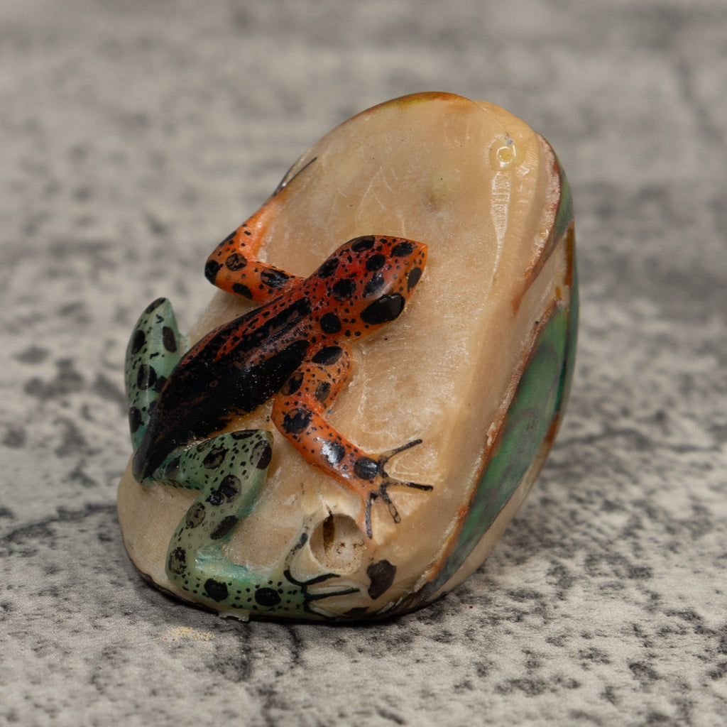 Black And Blue Orange Poison Dart Frog Tagua Carving