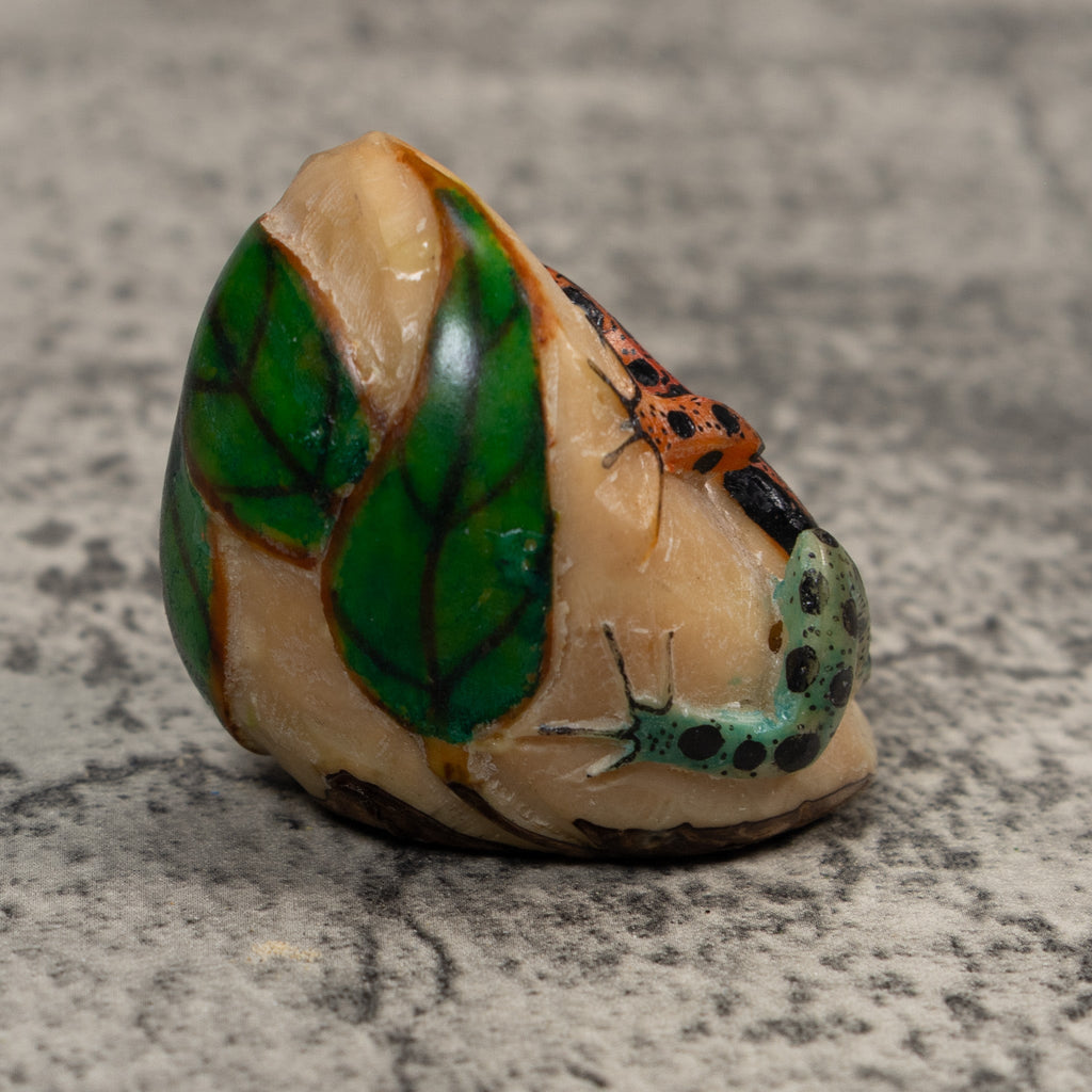 Black And Blue Orange Poison Dart Frog Tagua Carving