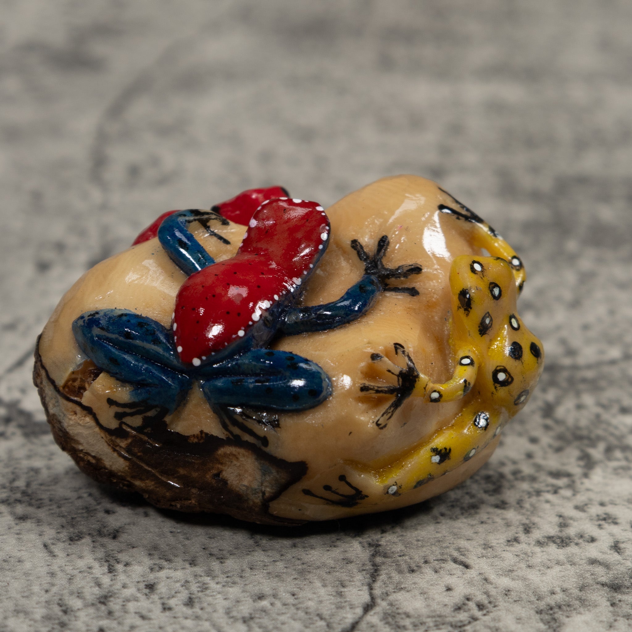 Multiple Poison Dart Frog Tagua Carving
