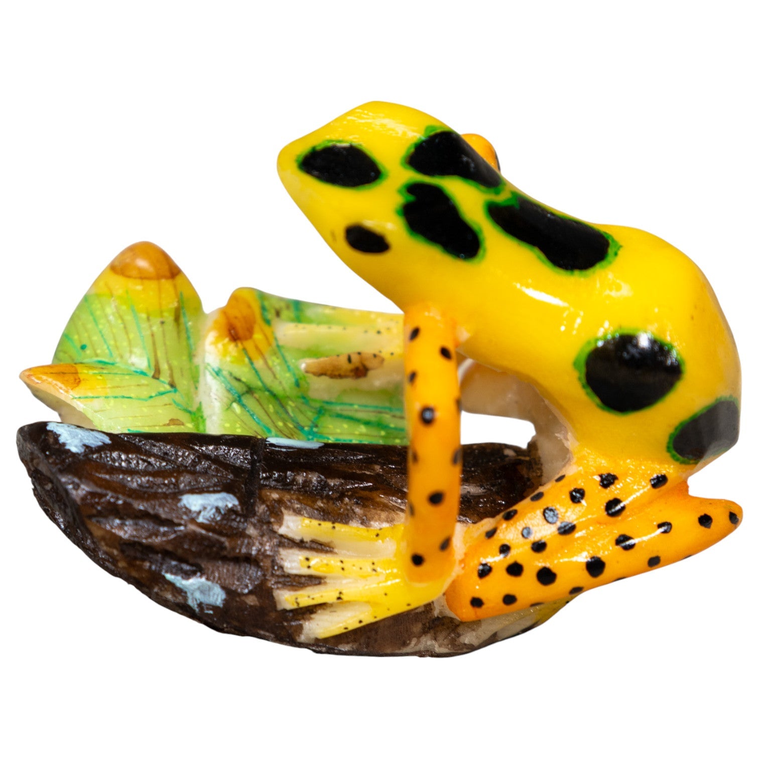 Gold Yellow And Black Poison Dart Frog Tagua Carving