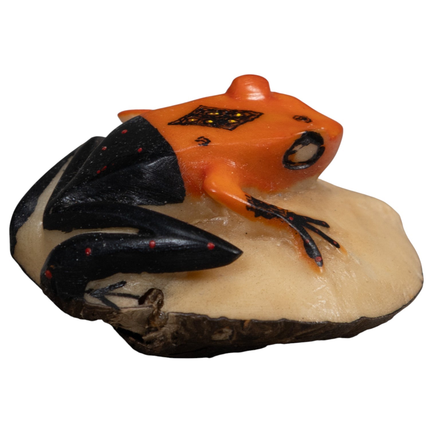 Vintage Orange And Black Poison Dart Frog Tagua Carving
