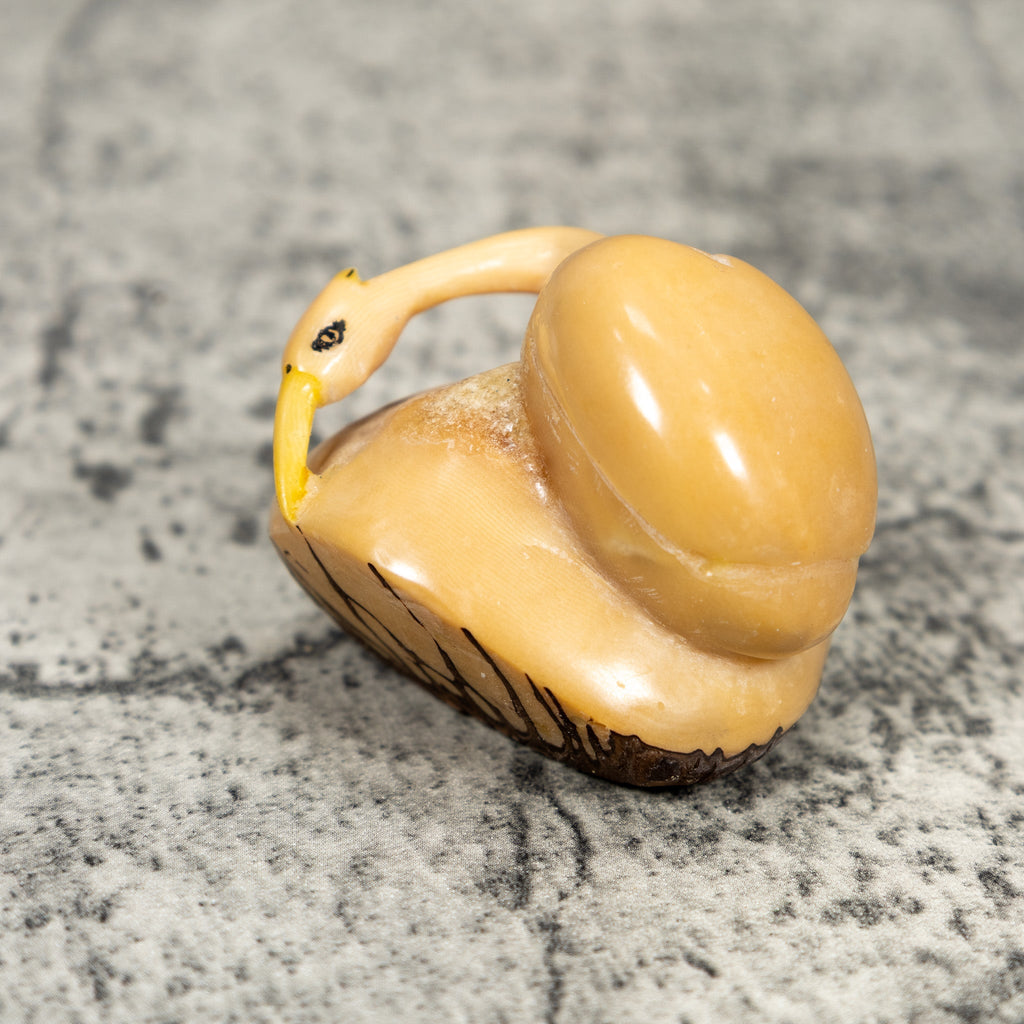 Vintage Natural White Waterbird Tagua Carving