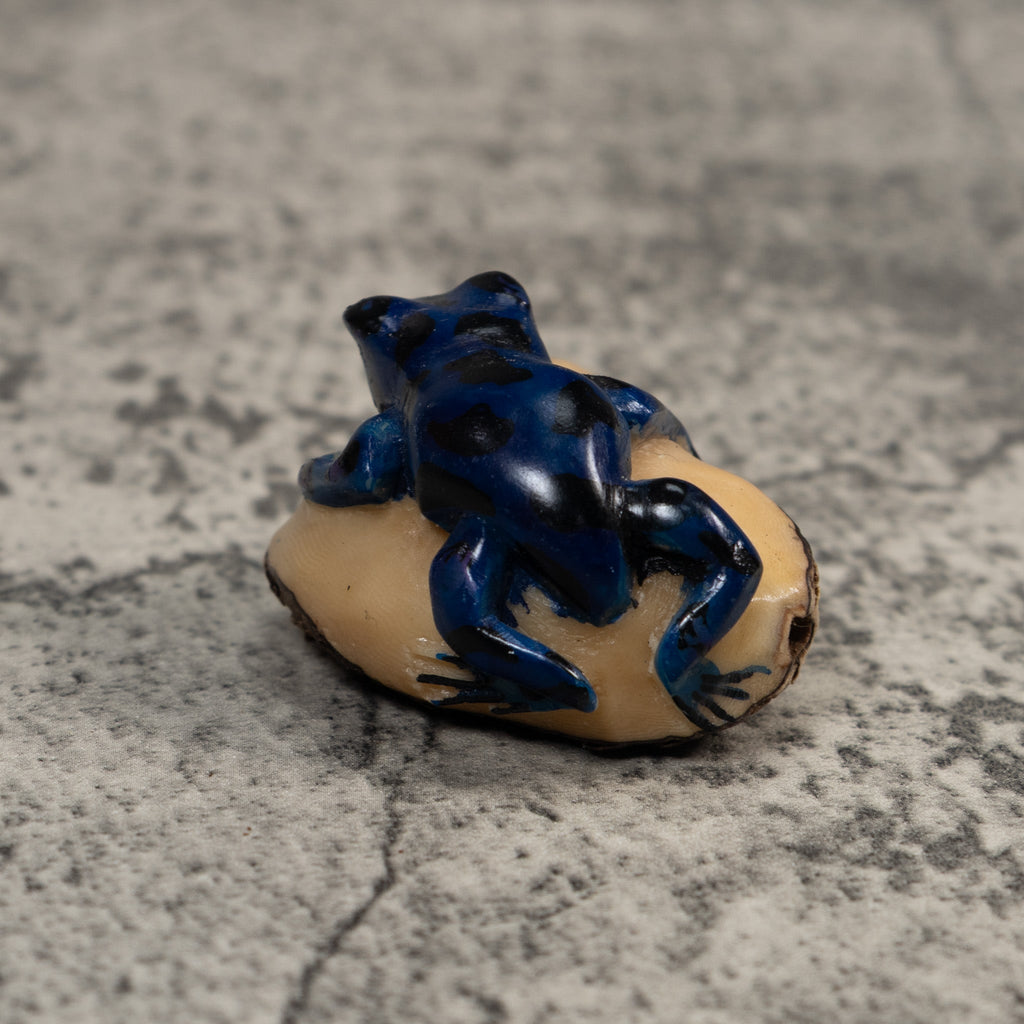 Vintage Blue Poison Dart Frog Tagua Carving