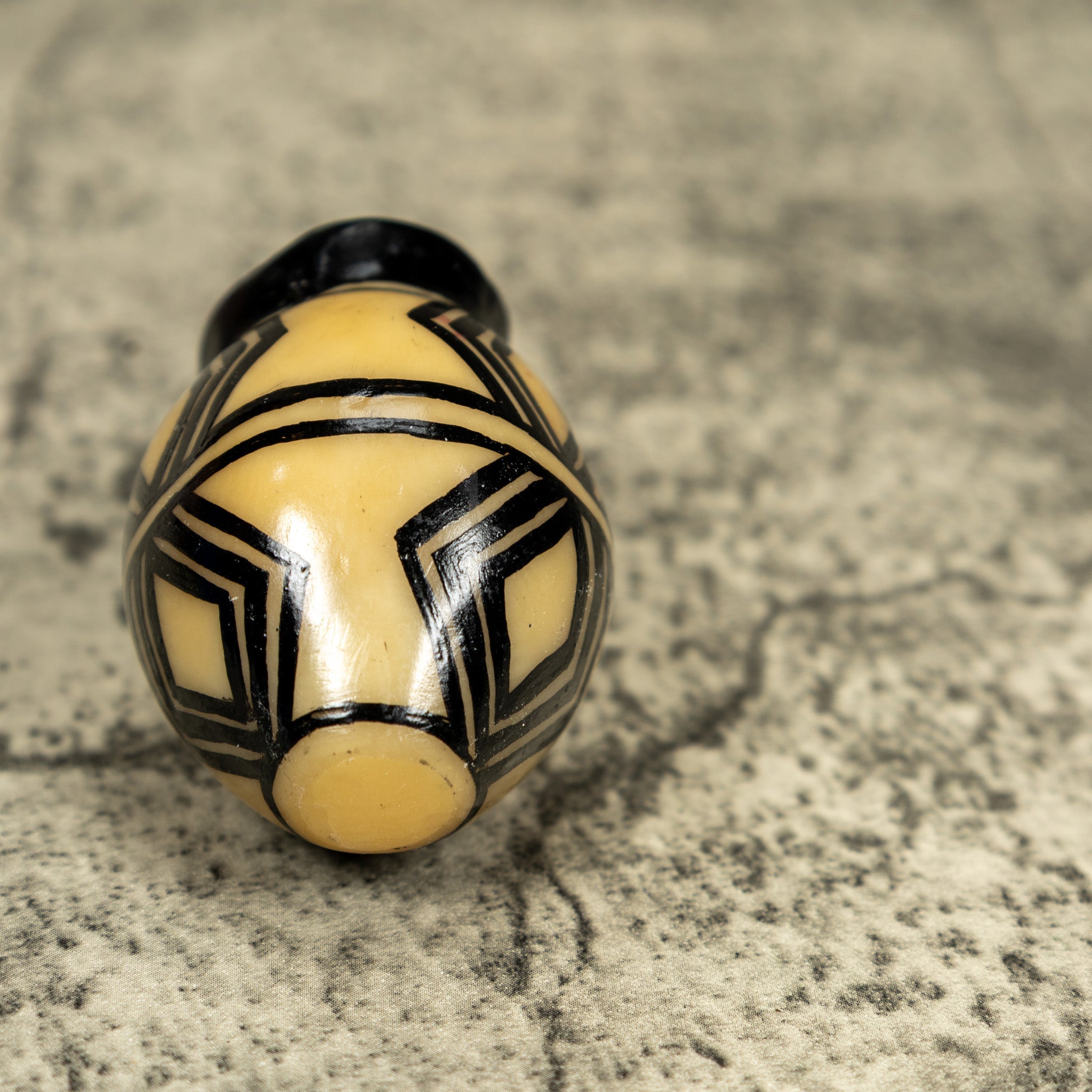 Etched Black And White Vase Tagua Carving