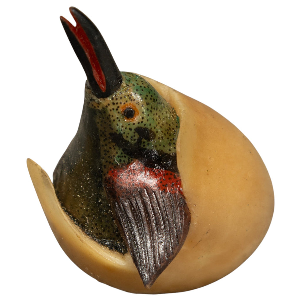 Vintage Seed Eater Bird Emerging From Egg Tagua Carving
