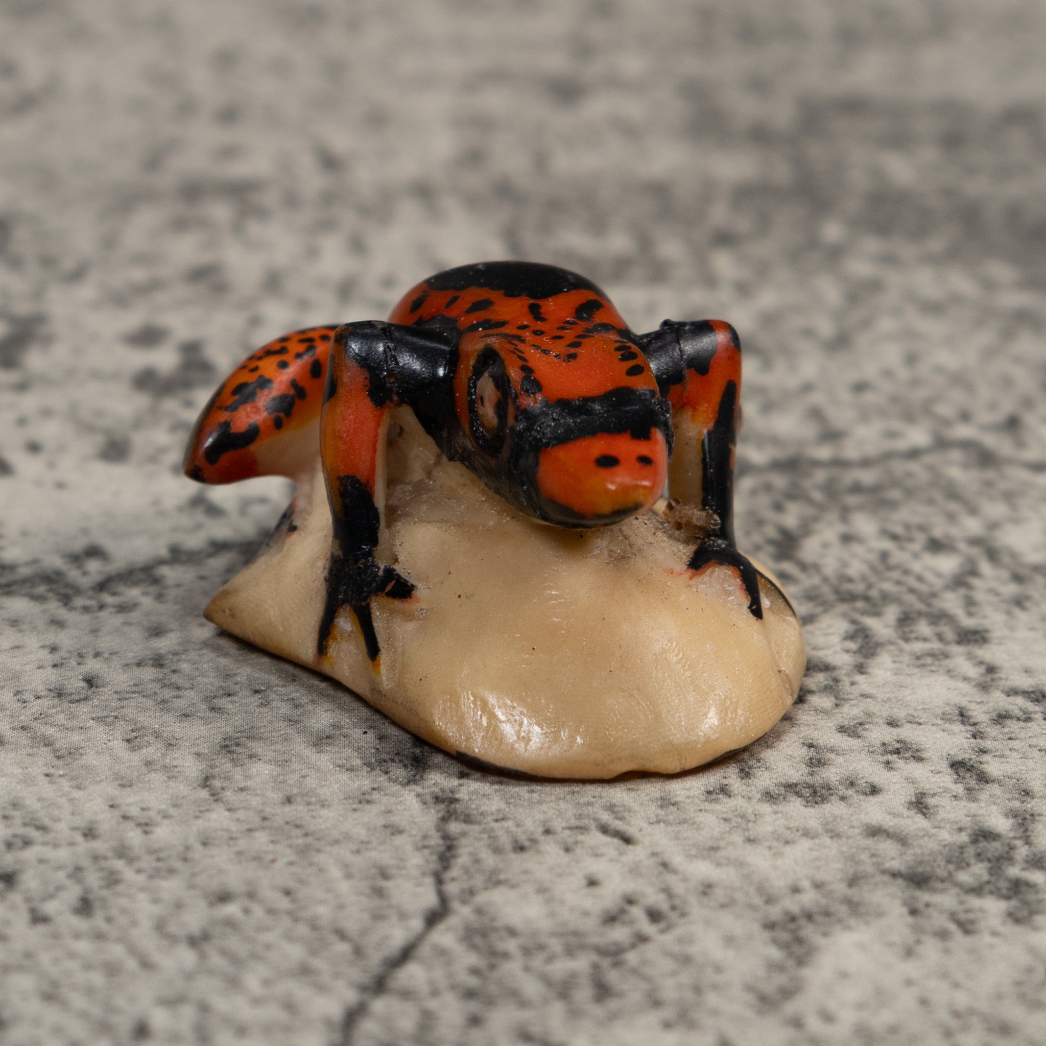 Vintage Black And Red Poison Dart Frog Tagua Carving