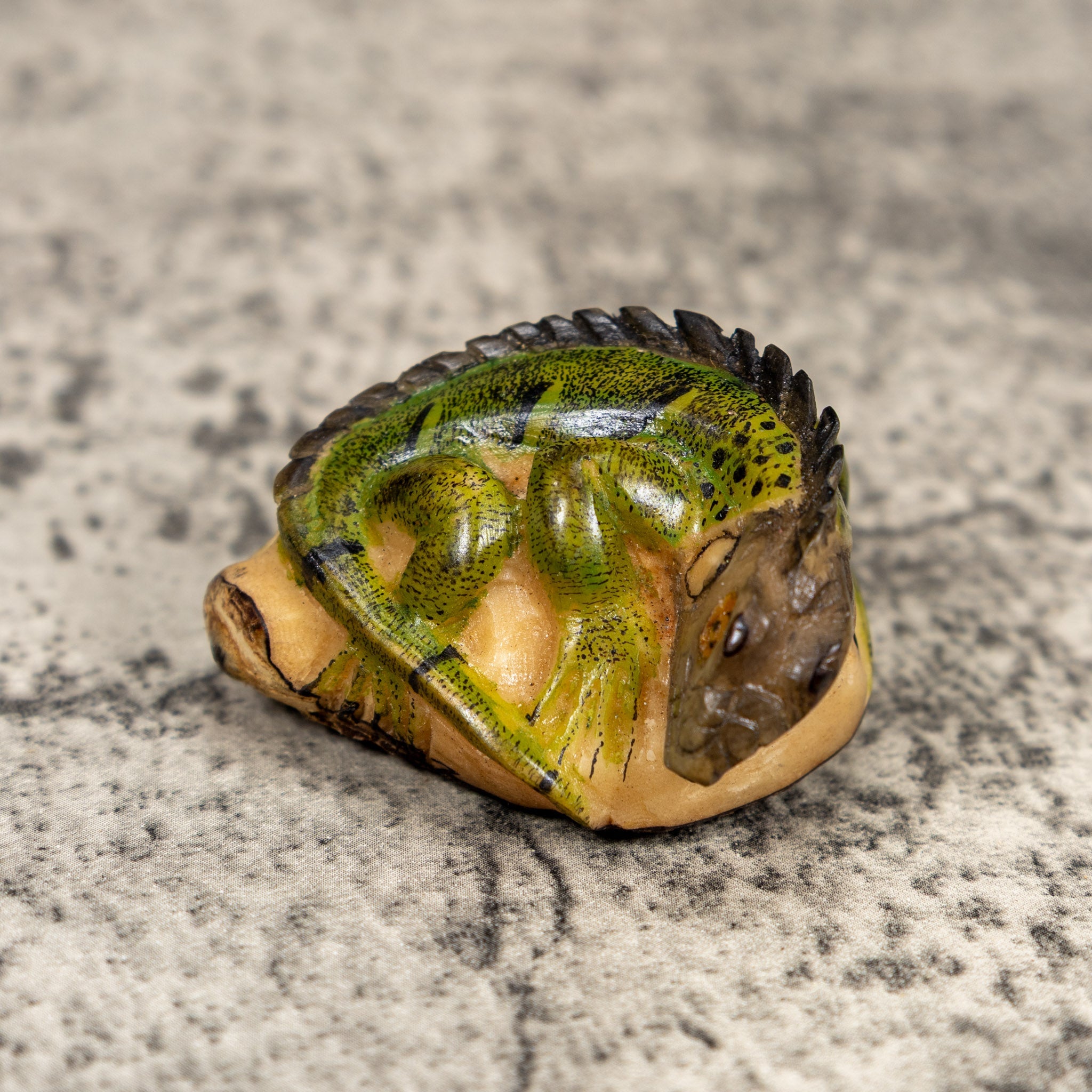 Green Gray And Black Iguana Lizard Tagua Carving