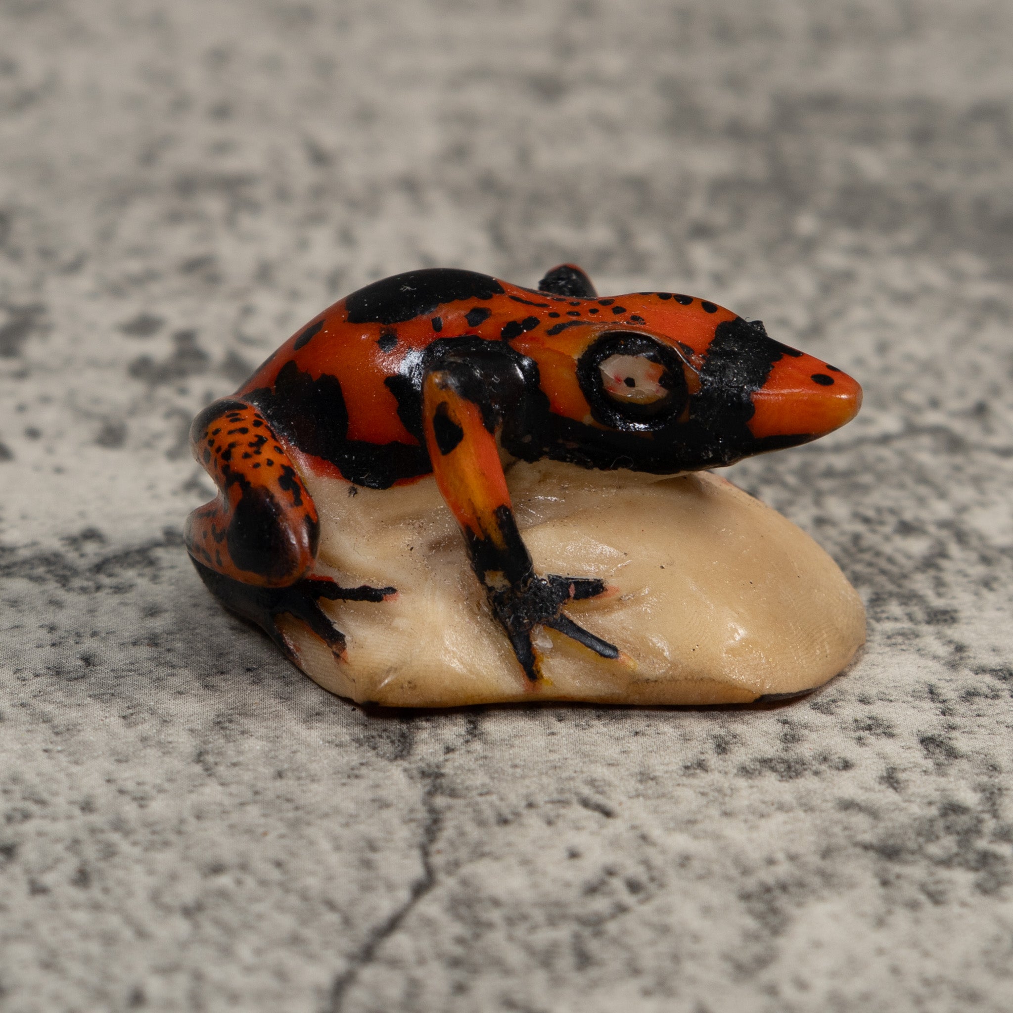 Vintage Black And Red Poison Dart Frog Tagua Carving