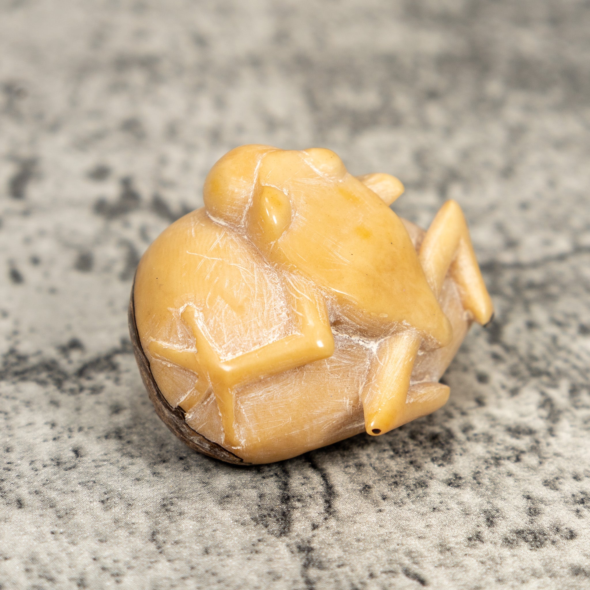 Natural White Blow Throat Frog Tagua Carving