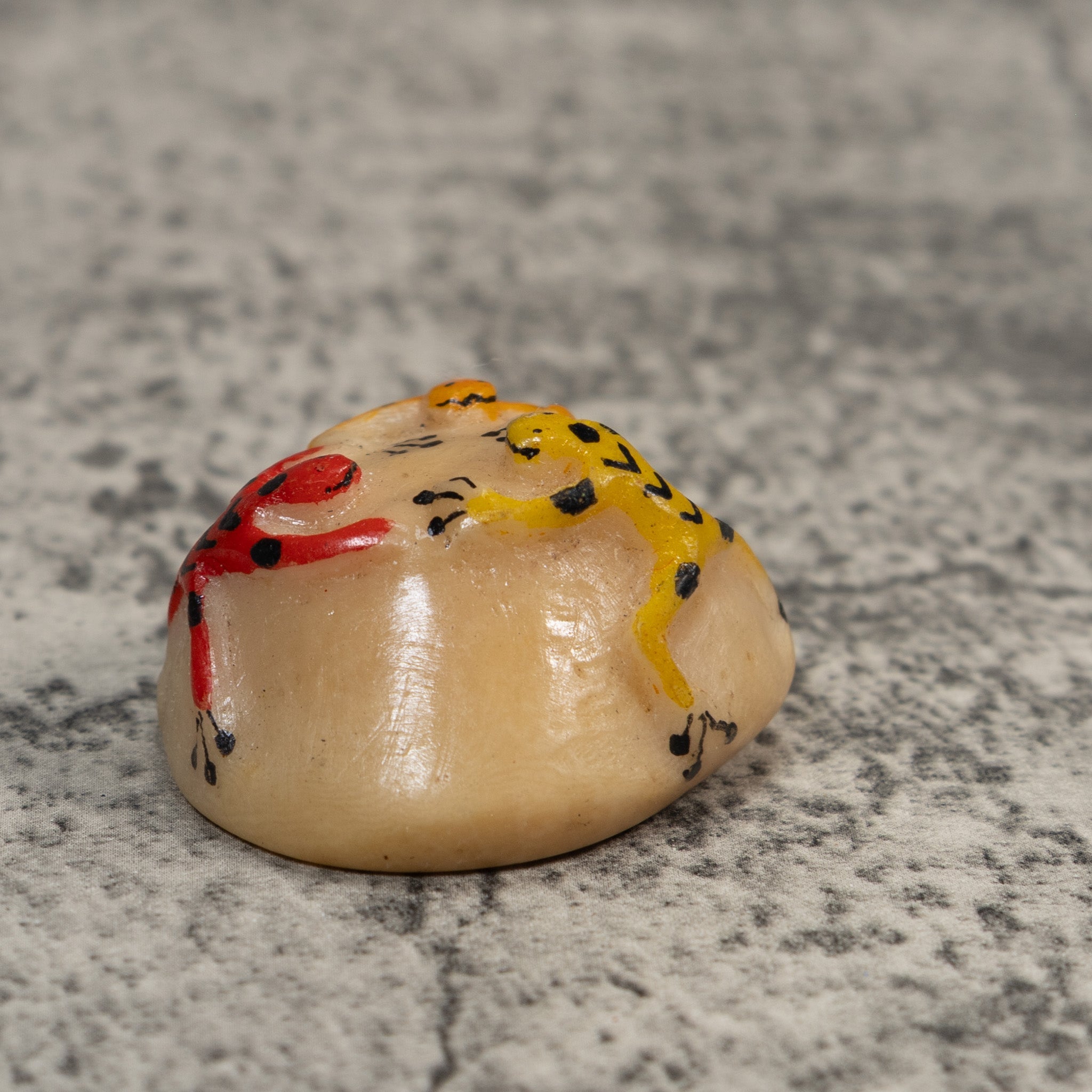 Yellow Gold And Red Triple Poison Dart Frog Tagua Carving