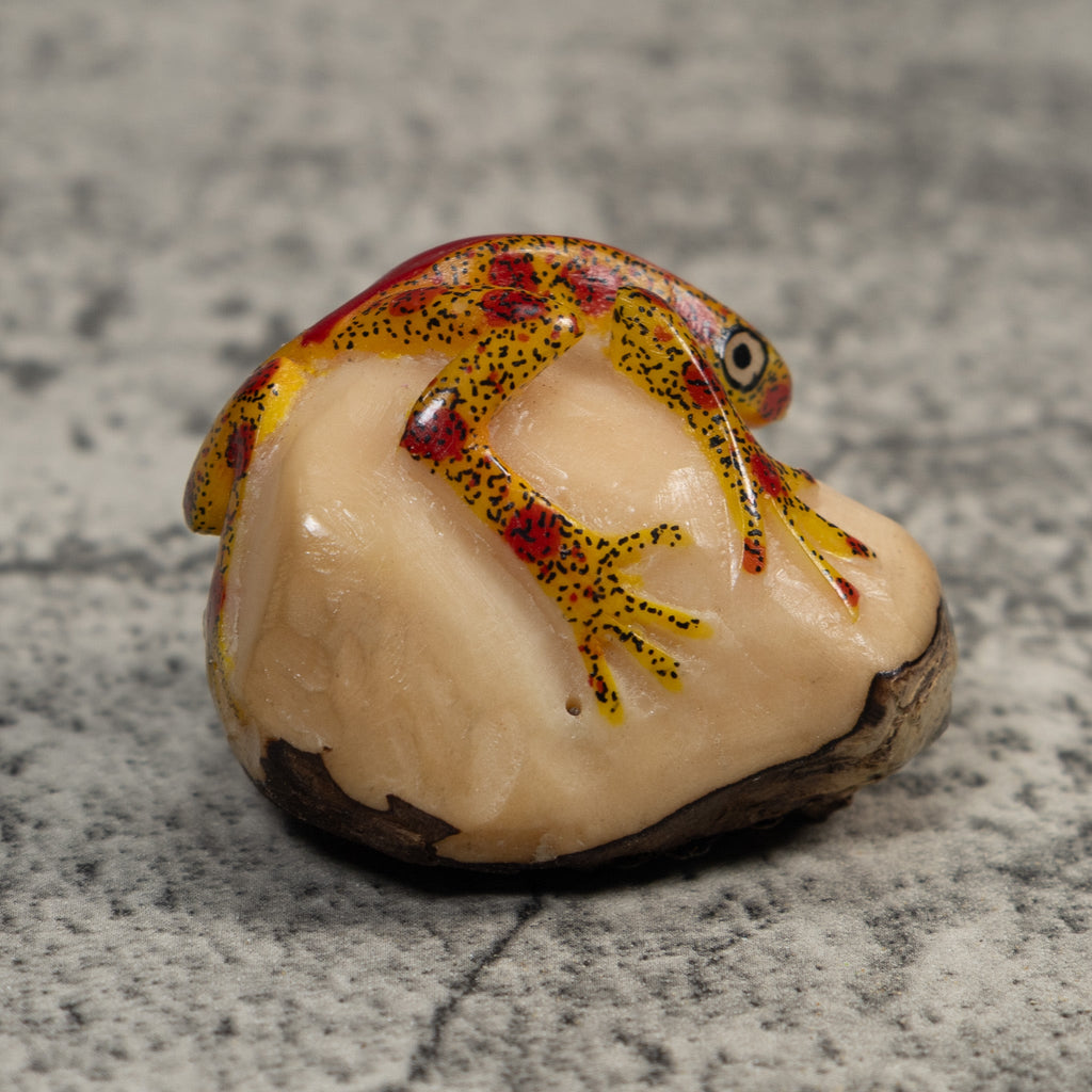 Red And Gold Poison Dart Frog Tagua Carving