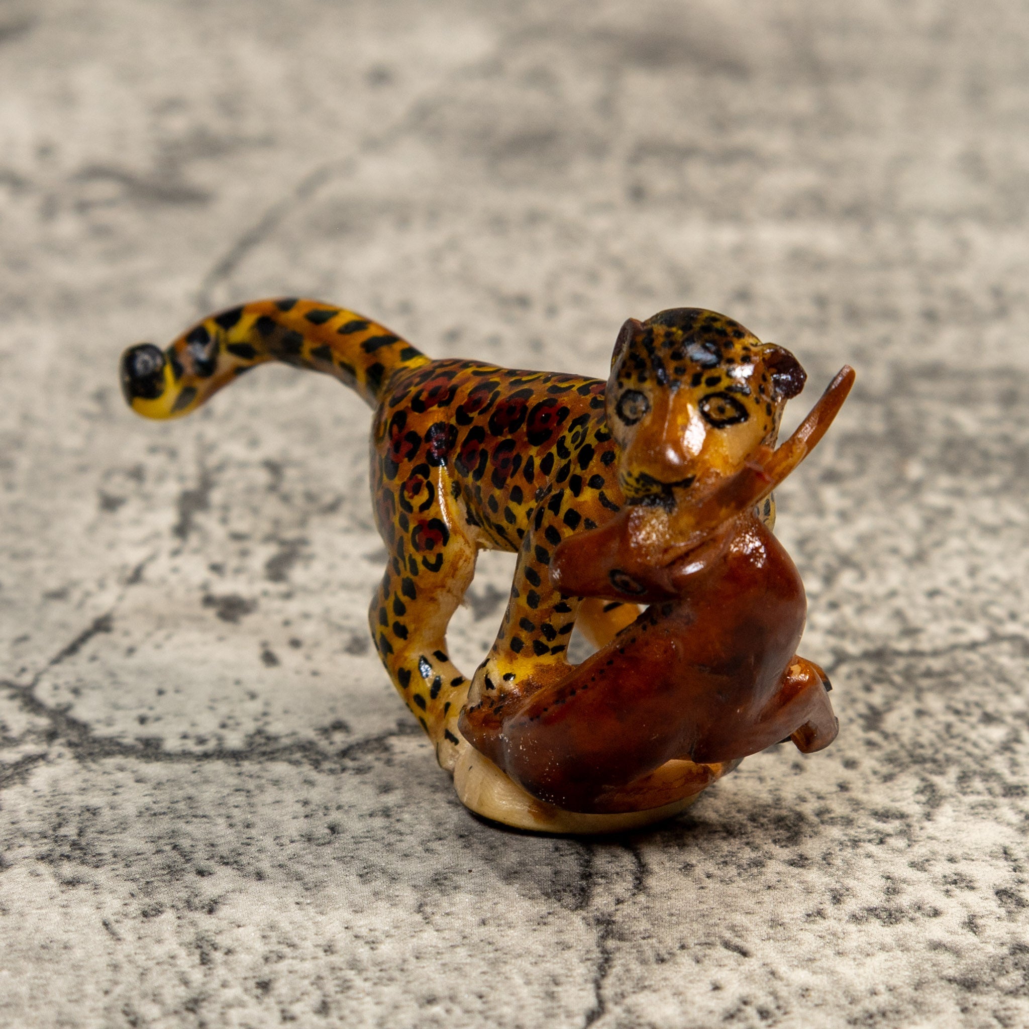 Vintage Jaguar With Kill Tagua Carving