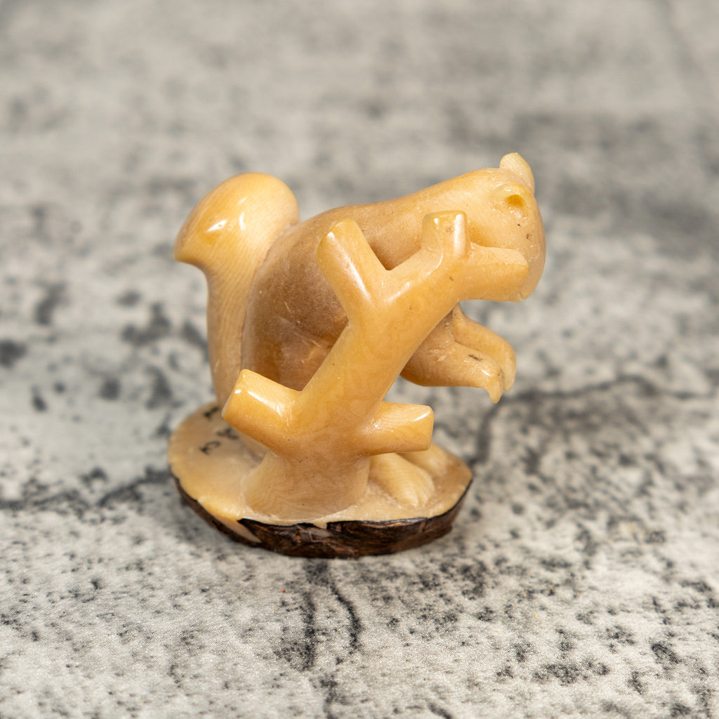 Vintage Natural White Squirrel Tagua Carving