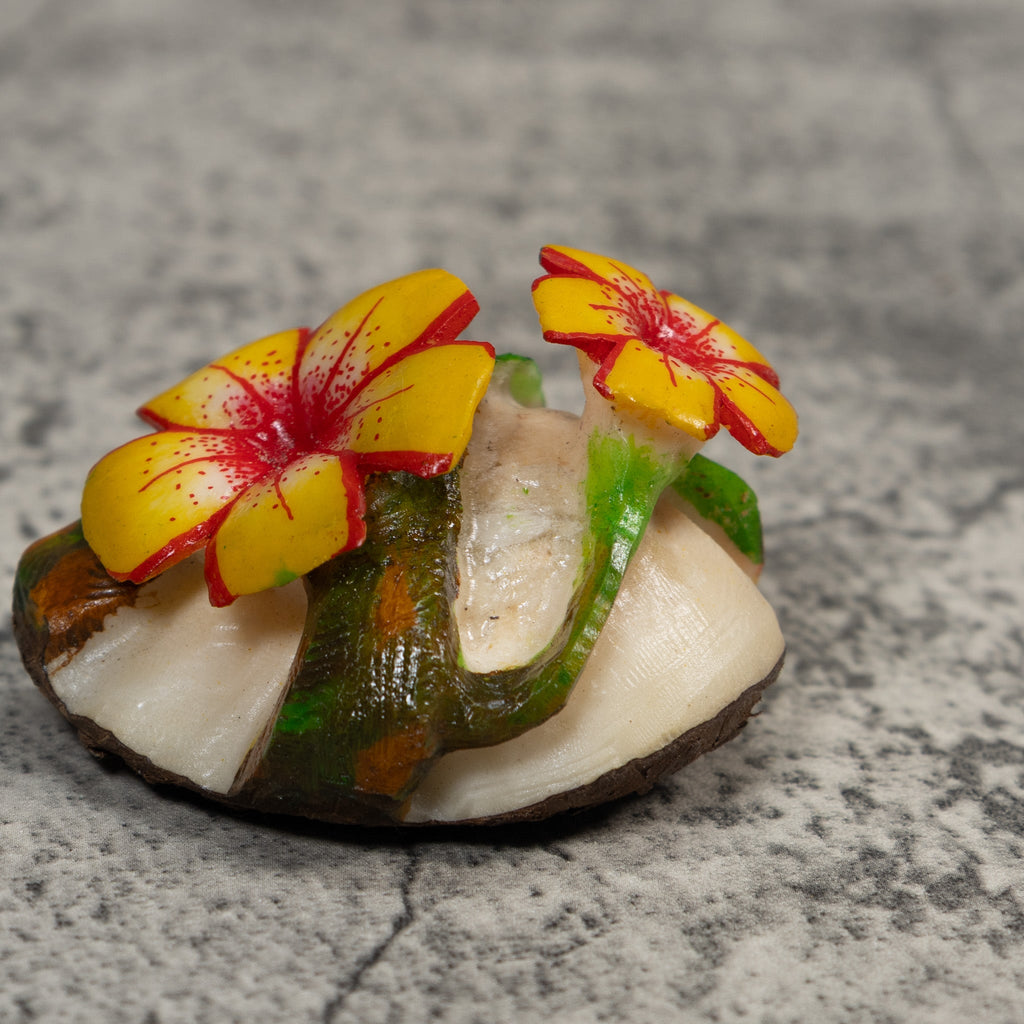 Double Red And Yellow Foliage Flower Tagua Carving