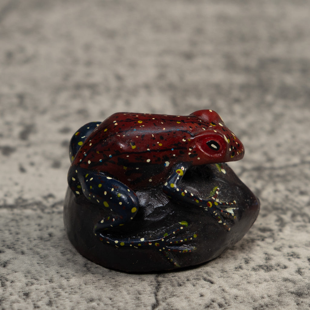 Vintage Black Yellow And Red Poison Dart Frog Tagua Carving