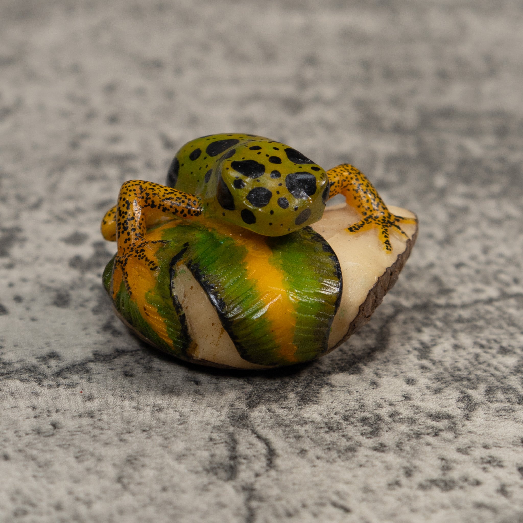 Gold Green And Black Poison Dart Frog Tagua Carving