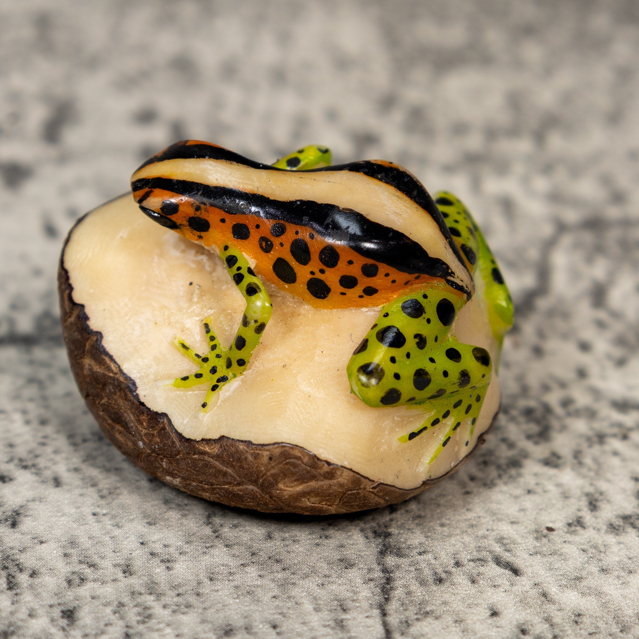 Gold Black And Green Poison Dart Frog Tagua Carving