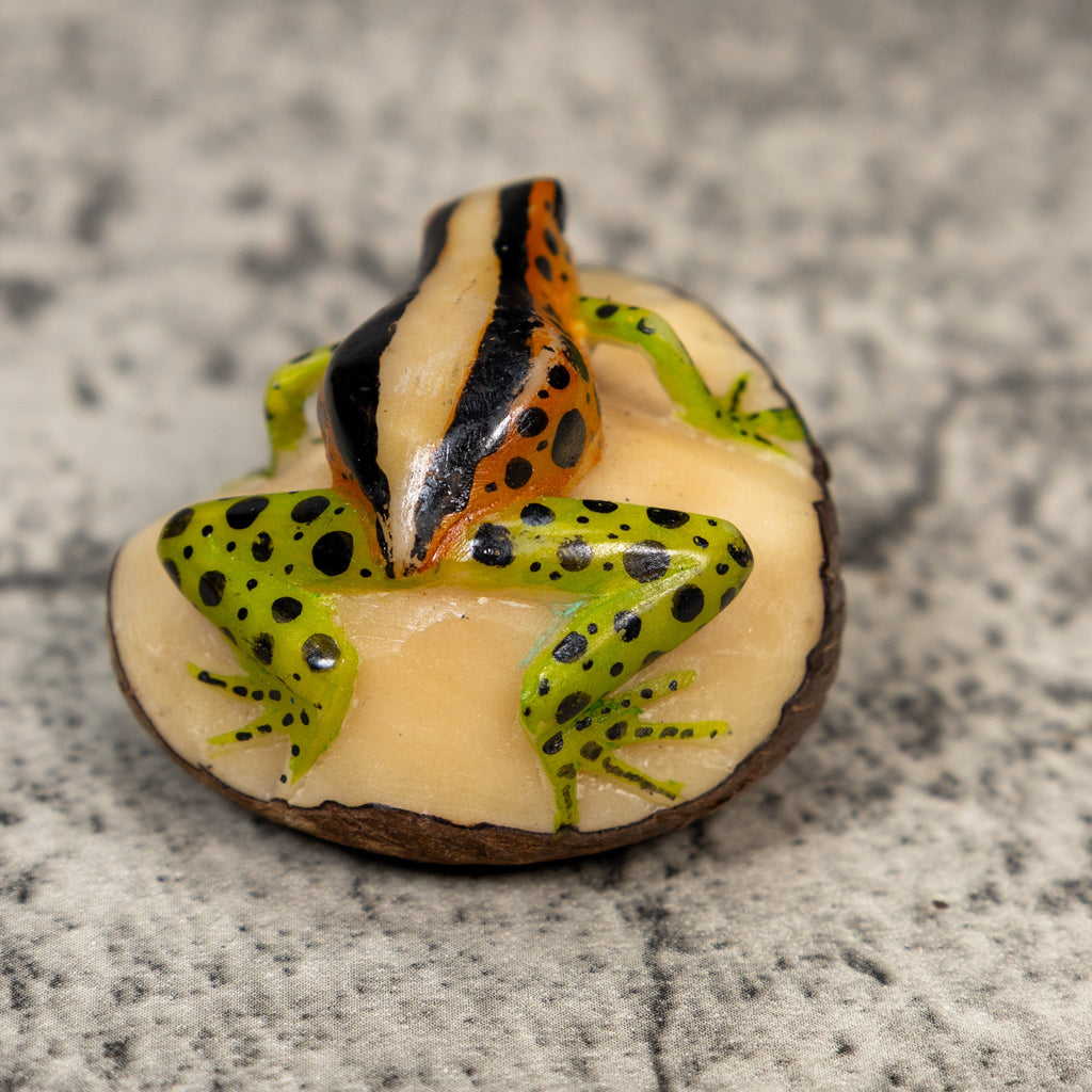 Gold Black And Green Poison Dart Frog Tagua Carving